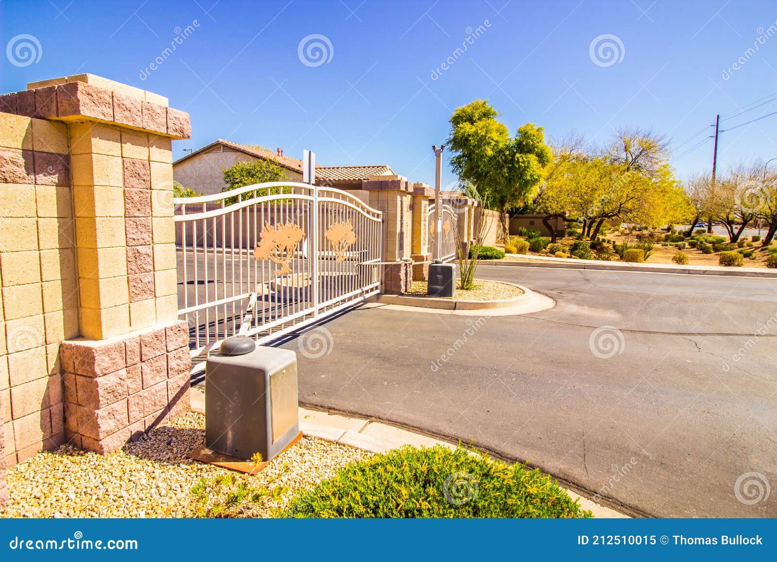 Wrought Iron Entry and Exit Access Gates Stock Image Image of clouds, design 212510015