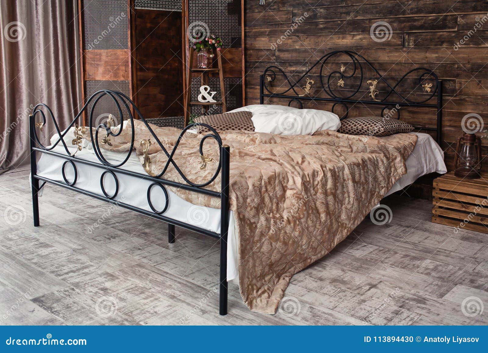 Wrought iron bed stock photo. Image of chair, decoration 113894430
