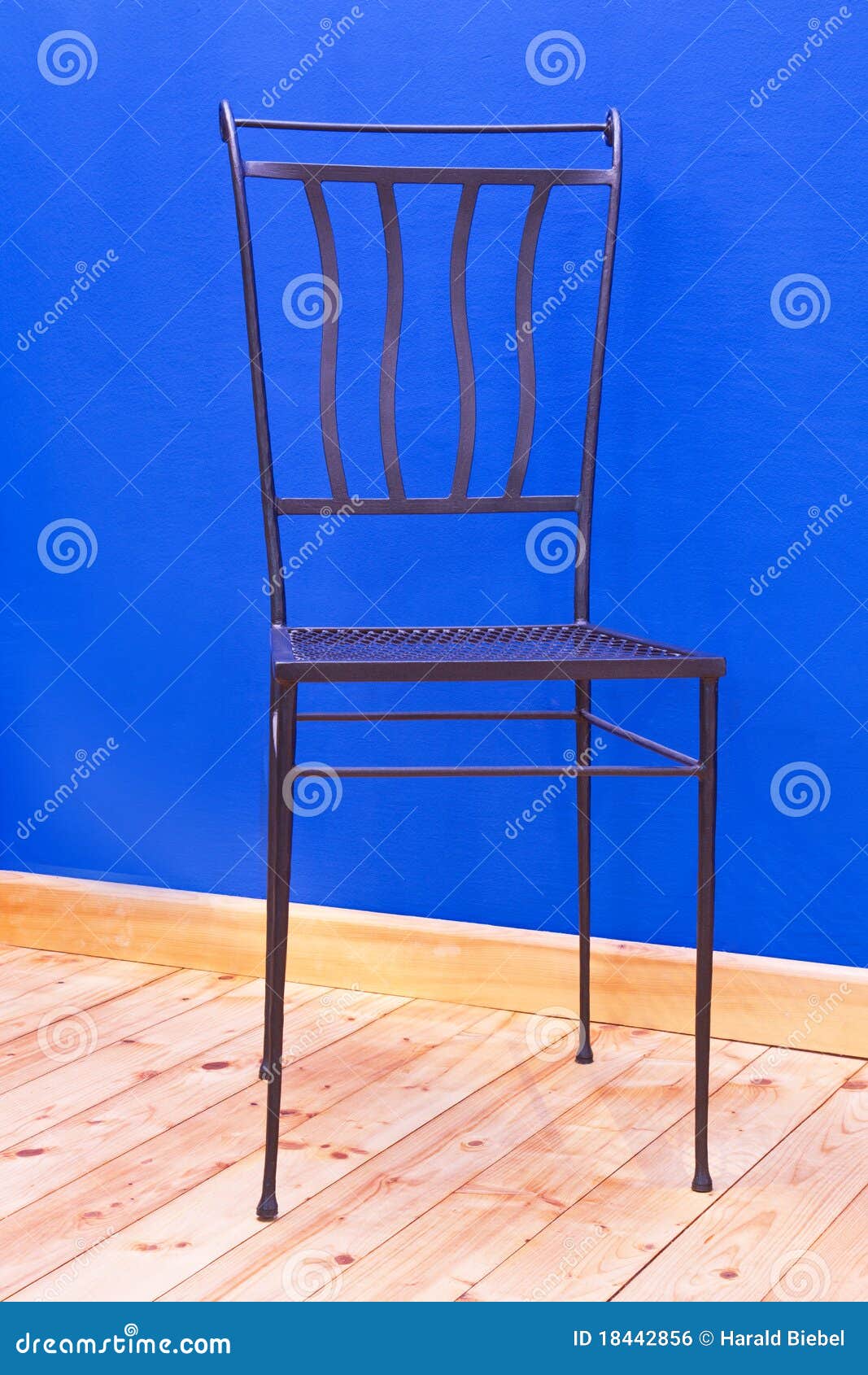 Wrought iron chair stock photo. Image of wooden, detail 18442856