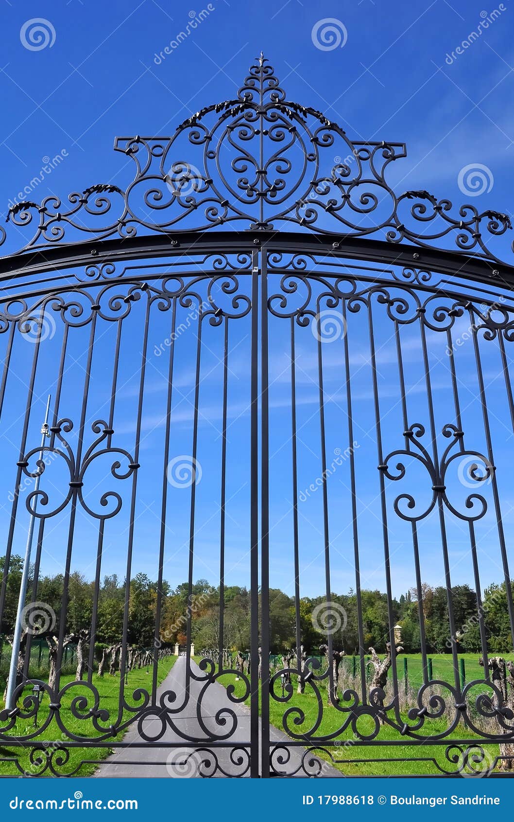 Wrought iron gate stock photo. Image of metal, driveway 17988618
