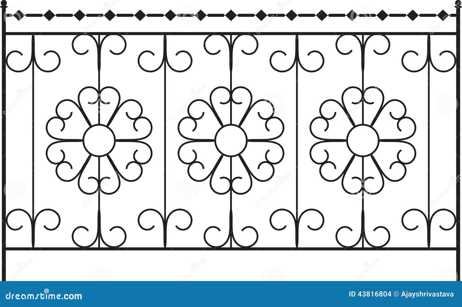 Wrought Iron Gate stock vector. Illustration of curl - 43816804