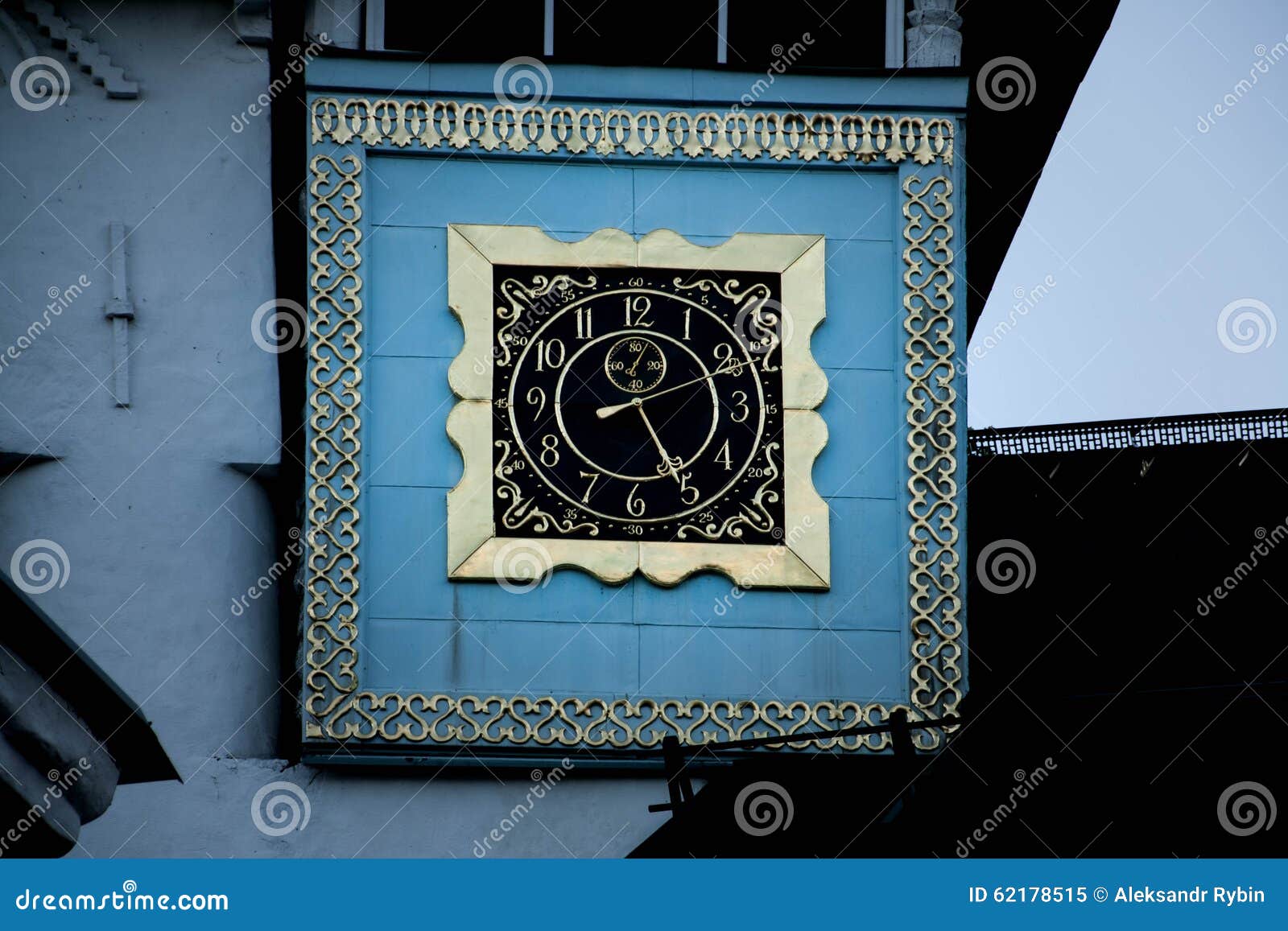 Wrought Iron Gilded Clock on Tower of the Monastery Stock Image Image