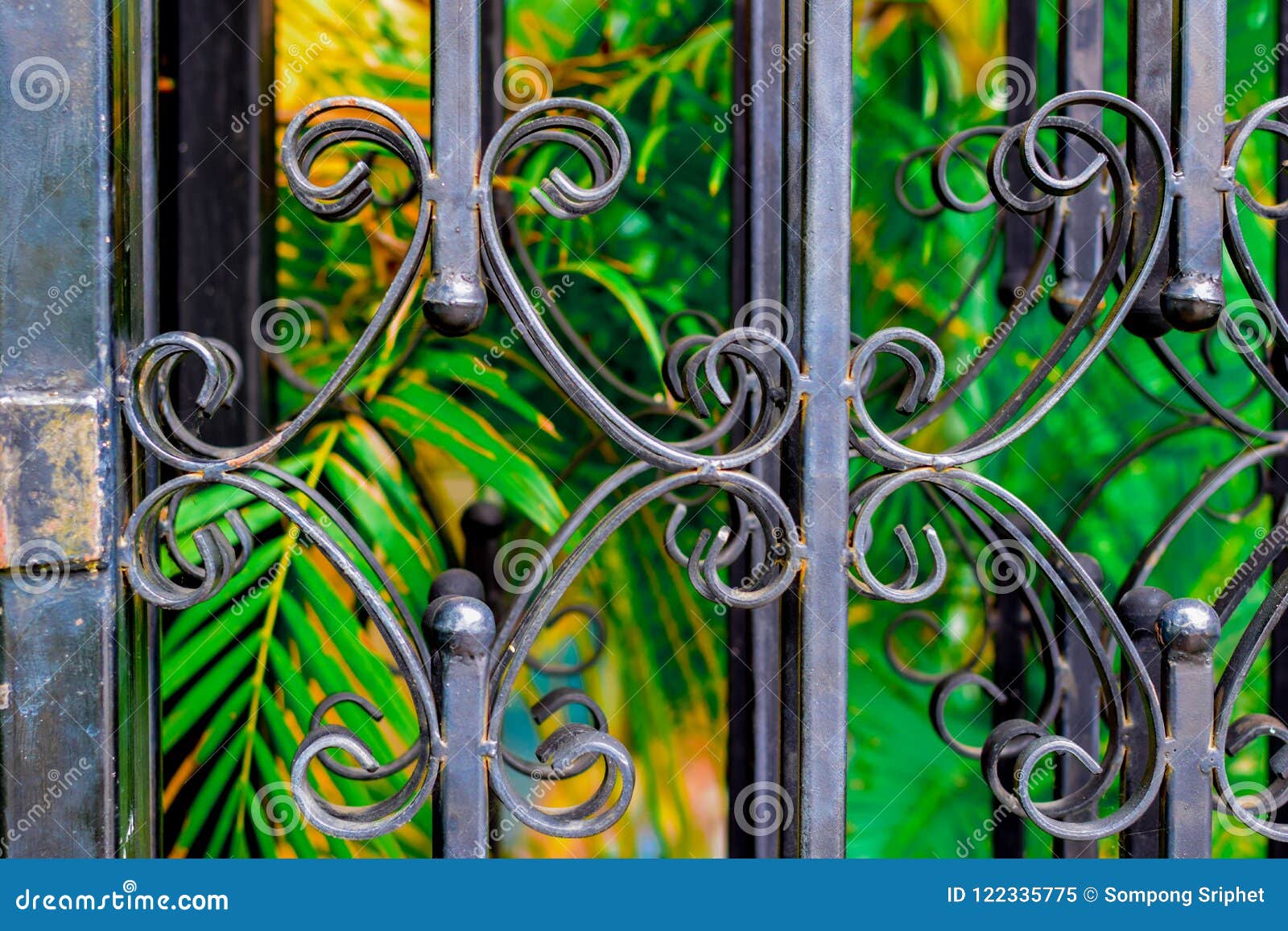 Wrought Iron Grill Doors in the Park. Stock Image Image of artistic