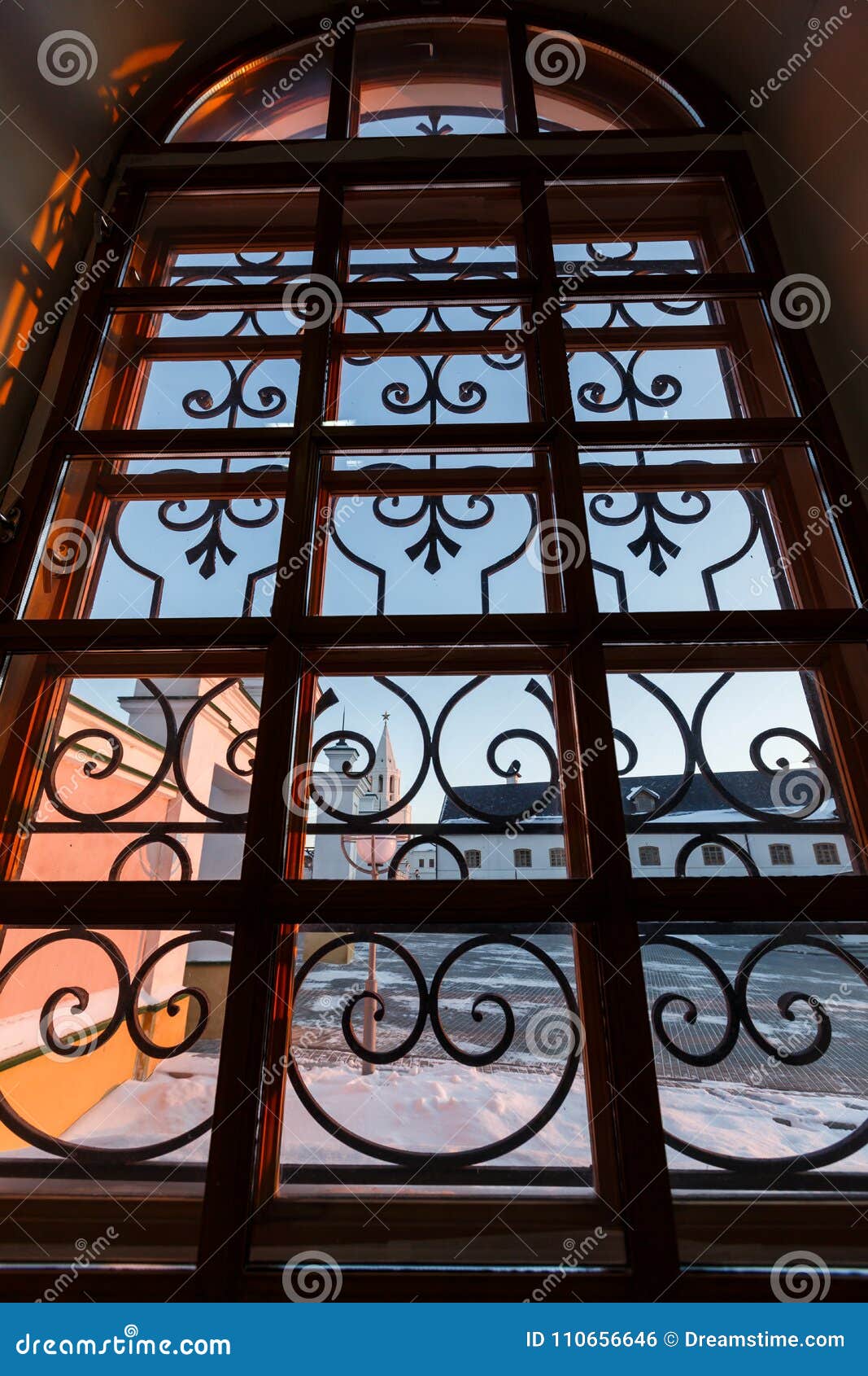 Wrought iron window stock photo. Image of architecture 110656646