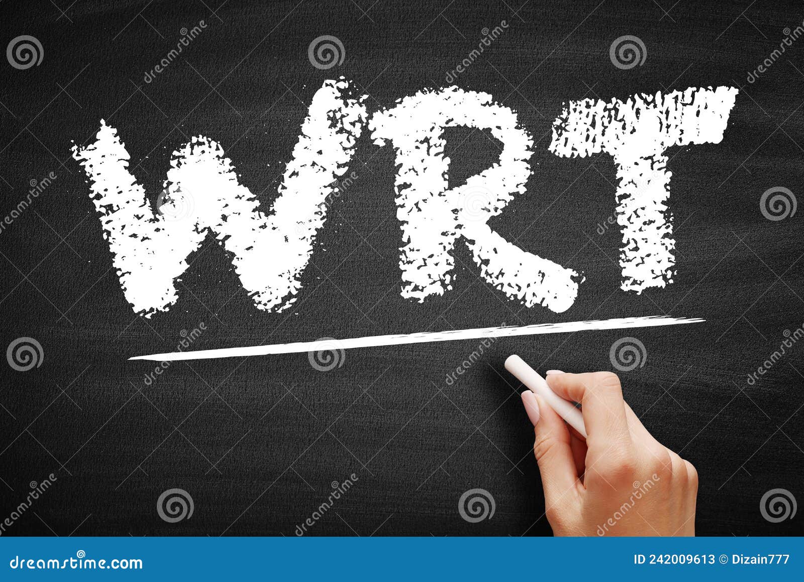 WRT with Respect To Acronym Text Concept on Blackboard Stock Image