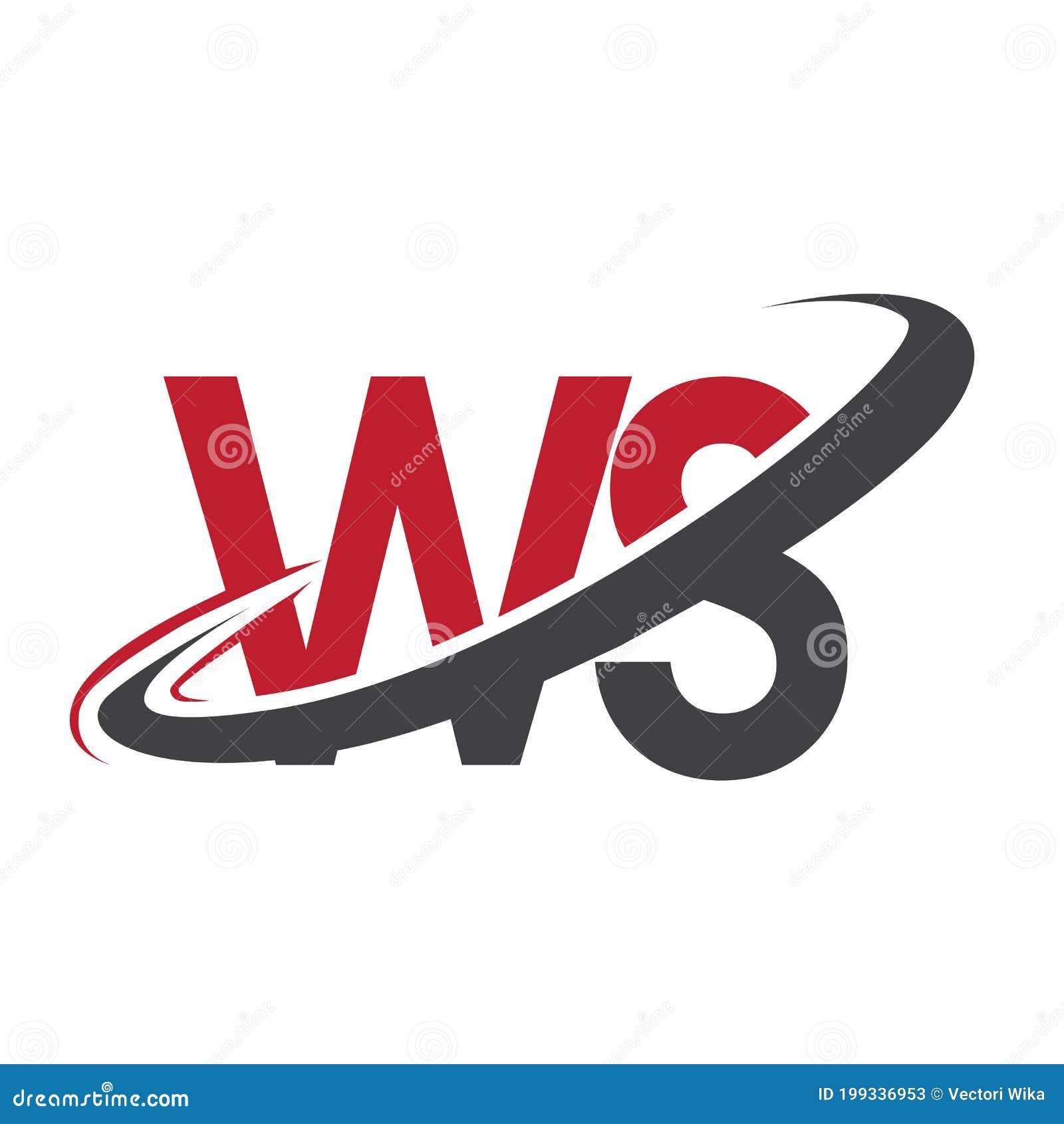 WS Initial Logo Company Name Colored Red and Black Swoosh Design WS Initial Logo Company Name Colored Red and Black Swoosh Design