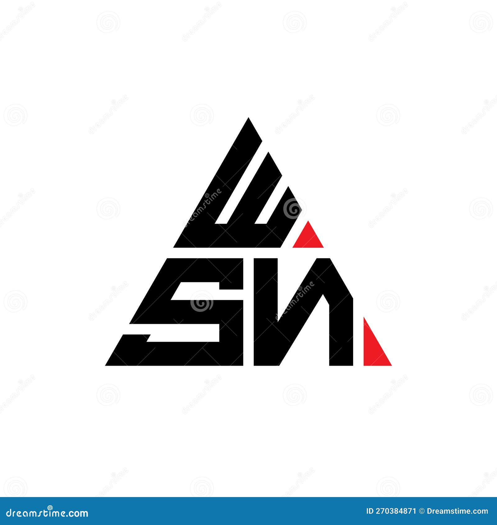 wsn triangle letter logo  with triangle . wsn triangle logo  monogram. wsn triangle  logo template with red