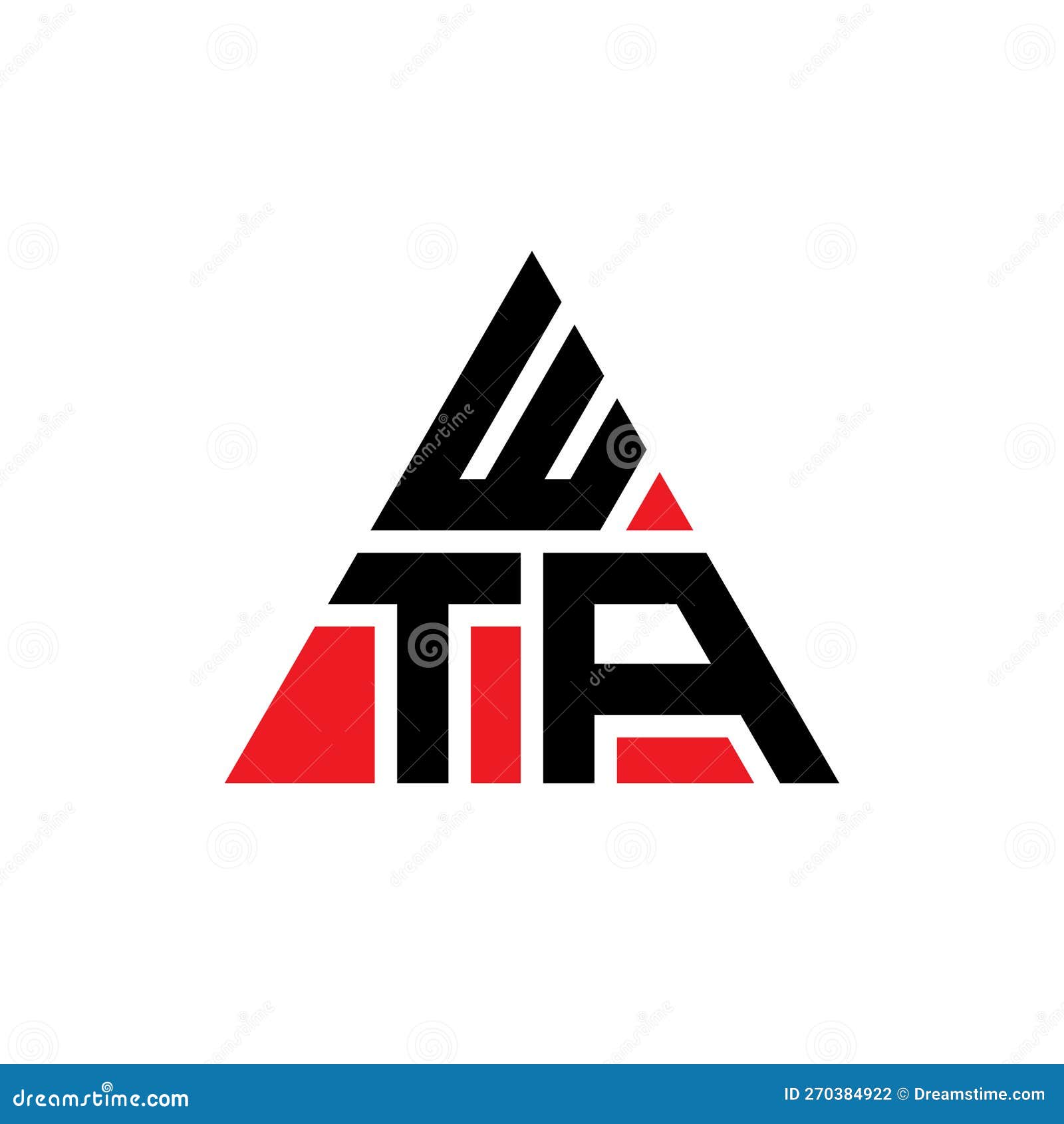 wta triangle letter logo  with triangle . wta triangle logo  monogram. wta triangle  logo template with red
