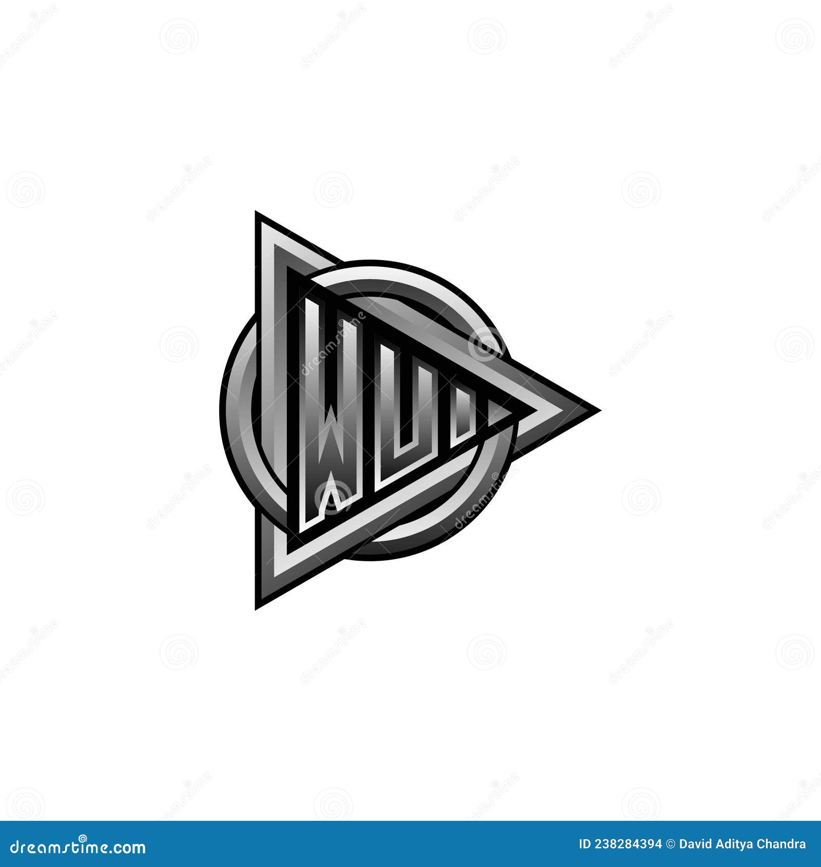 wu logo letter triangle and circle rounded