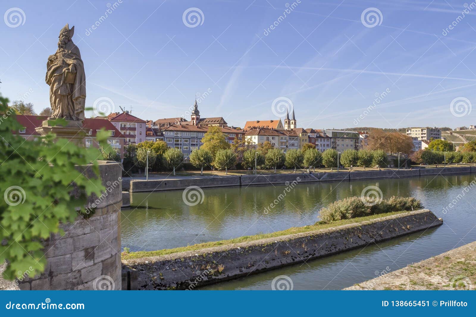 Wuerzburg in Franconia. Riparian scenery in Wuerzburg, a bavarian city in in Franconia