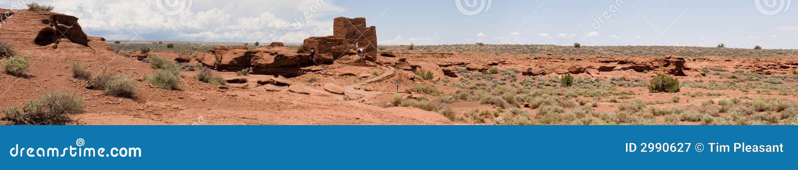 Wupatki panorama one. True wide panorama of the Wukoki Ruin at Wupatki National Monument in northeastern Arizona, near Flagstaff.