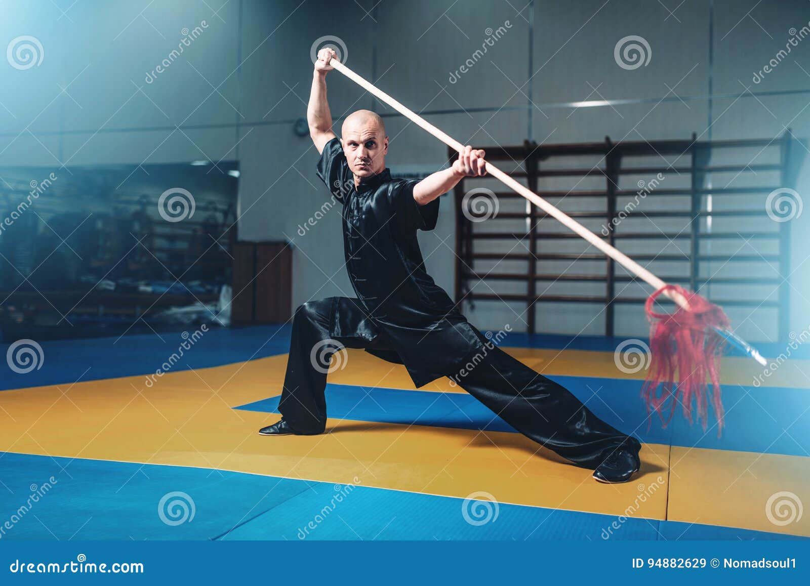Wushu Master Training with Spear, Martial Arts Stock Image Image of