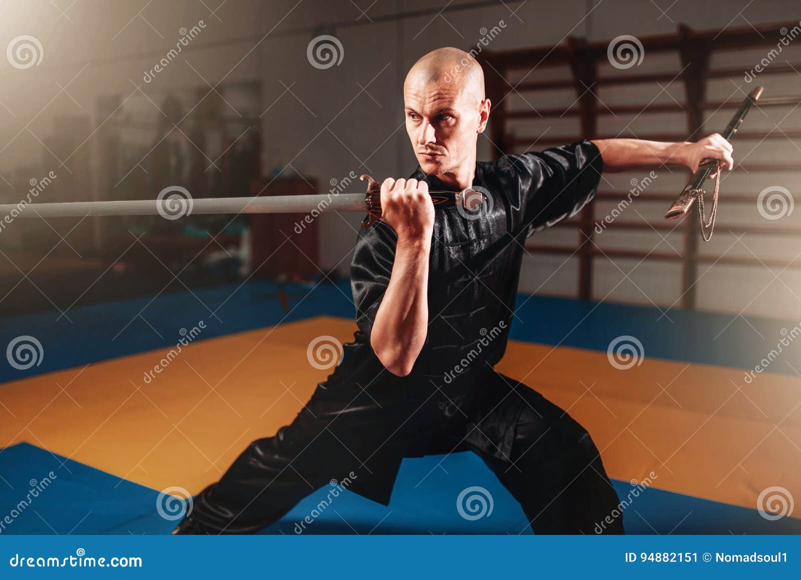 Wushu Master Training with Sword, Martial Arts Stock Image Image of