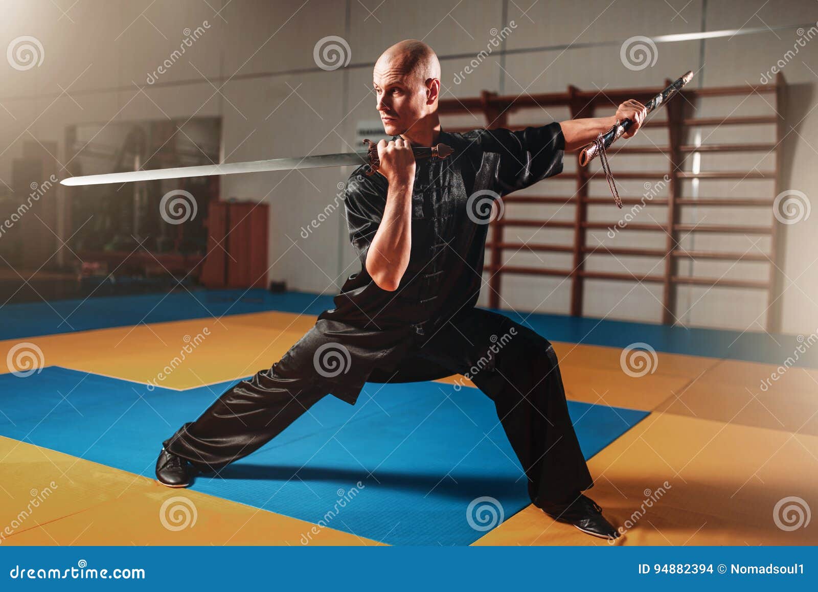 Wushu Master Training with Sword, Martial Arts Stock Photo Image of