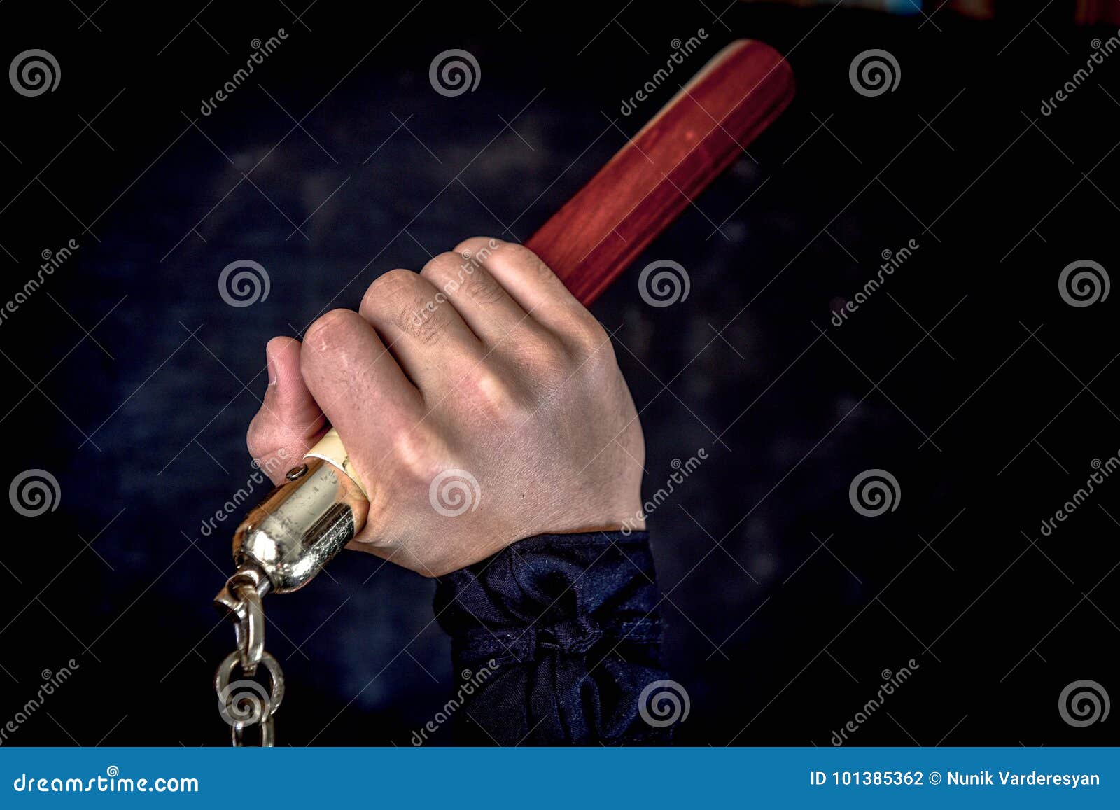 Wushu . Skill with Nunchuck. Stock Photo Image of master, active