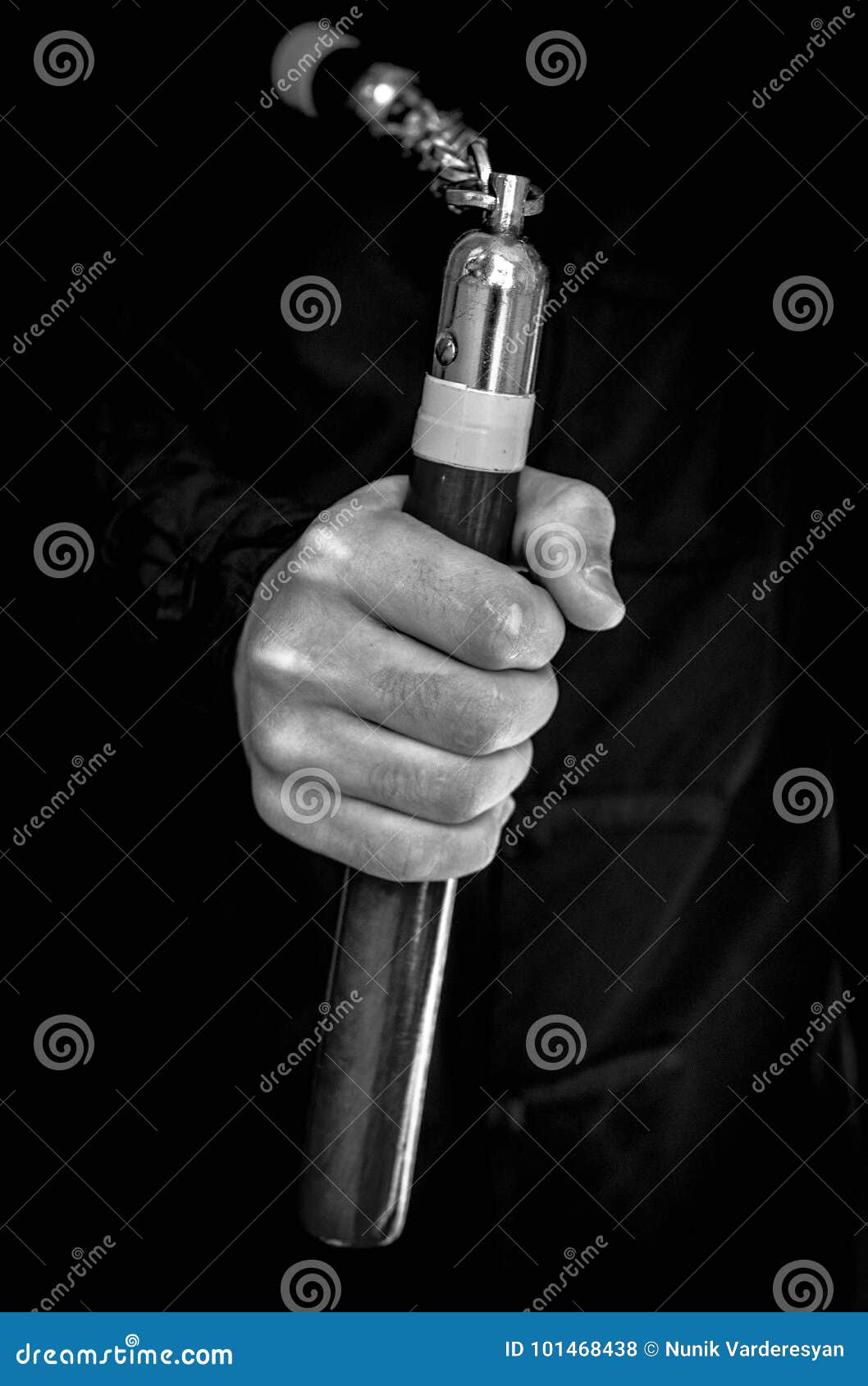 Wushu . Skill with Nunchuck. Stock Photo Image of active, fighter