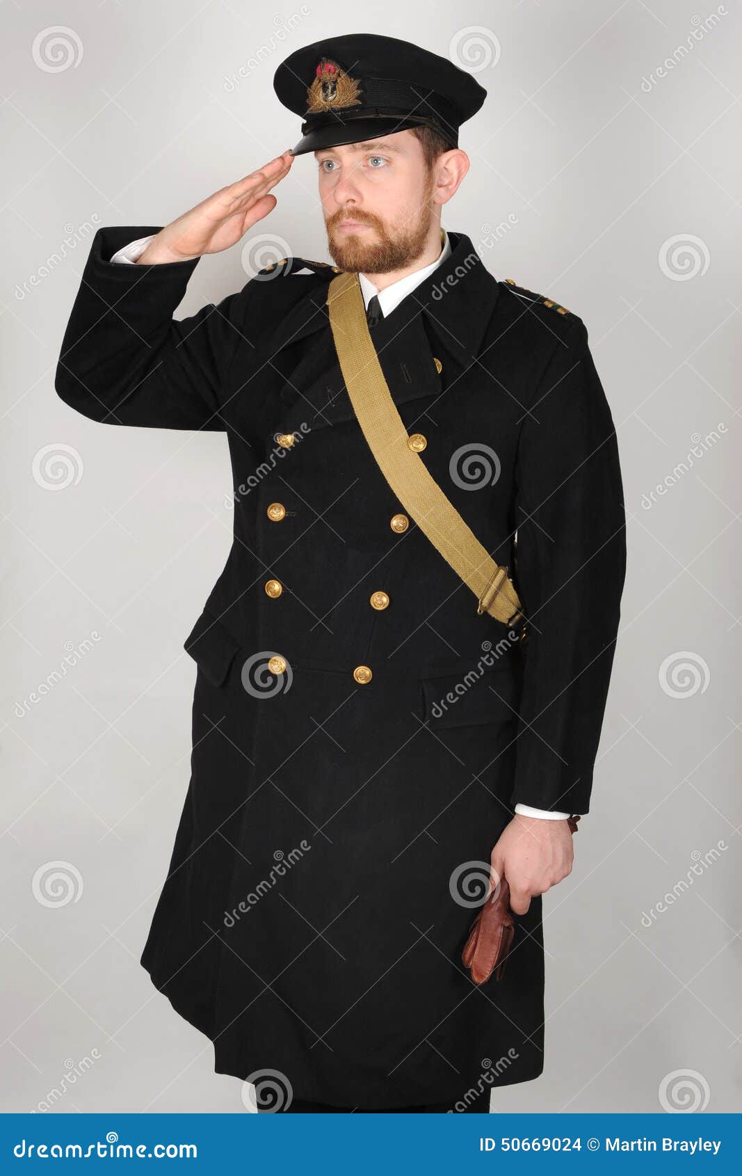 WW11 Royal Navy Officer in Greatcoat Stock Photo - Image of royal ...