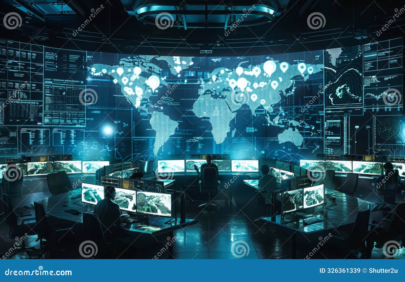 a wwiii cyber warfare operation room with hackers and strategists plotting digital attacks on global networks screens aglow with