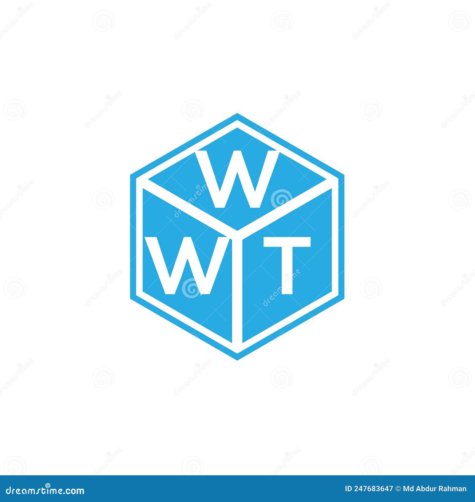 WWT Letter Logo Design on Black Background. WWT Creative Initials