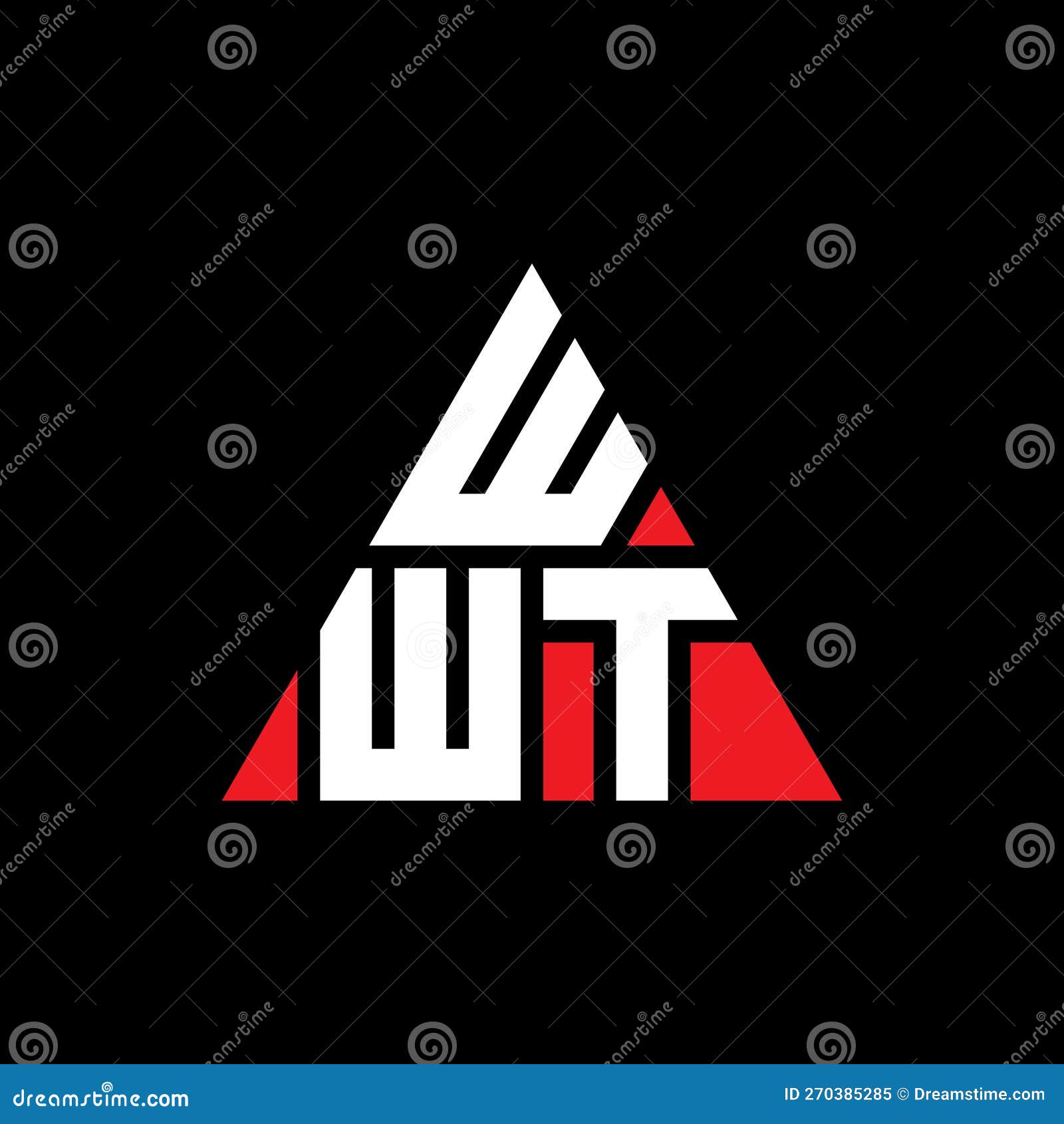 wwt triangle letter logo  with triangle . wwt triangle logo  monogram. wwt triangle  logo template with red