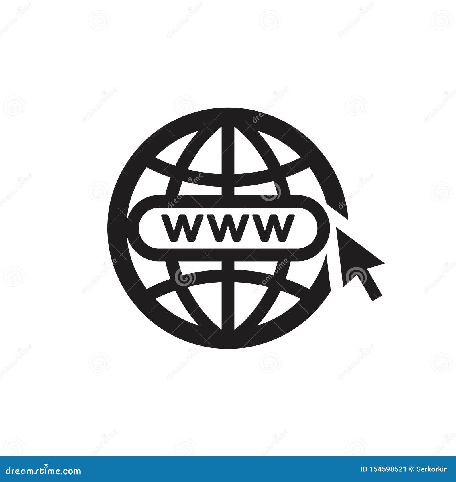 www globe with arrow - black icon on white background   for website, mobile application, presentation, infograph