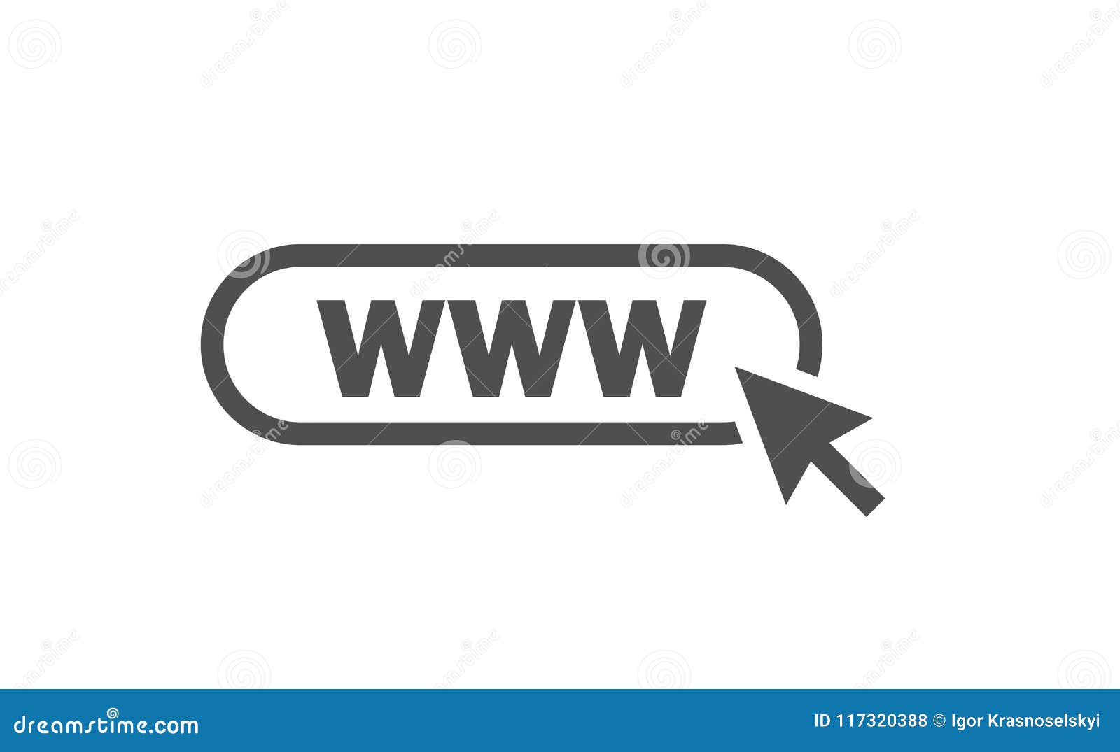www icon. web site icon. www icon with hand cursor in flat style