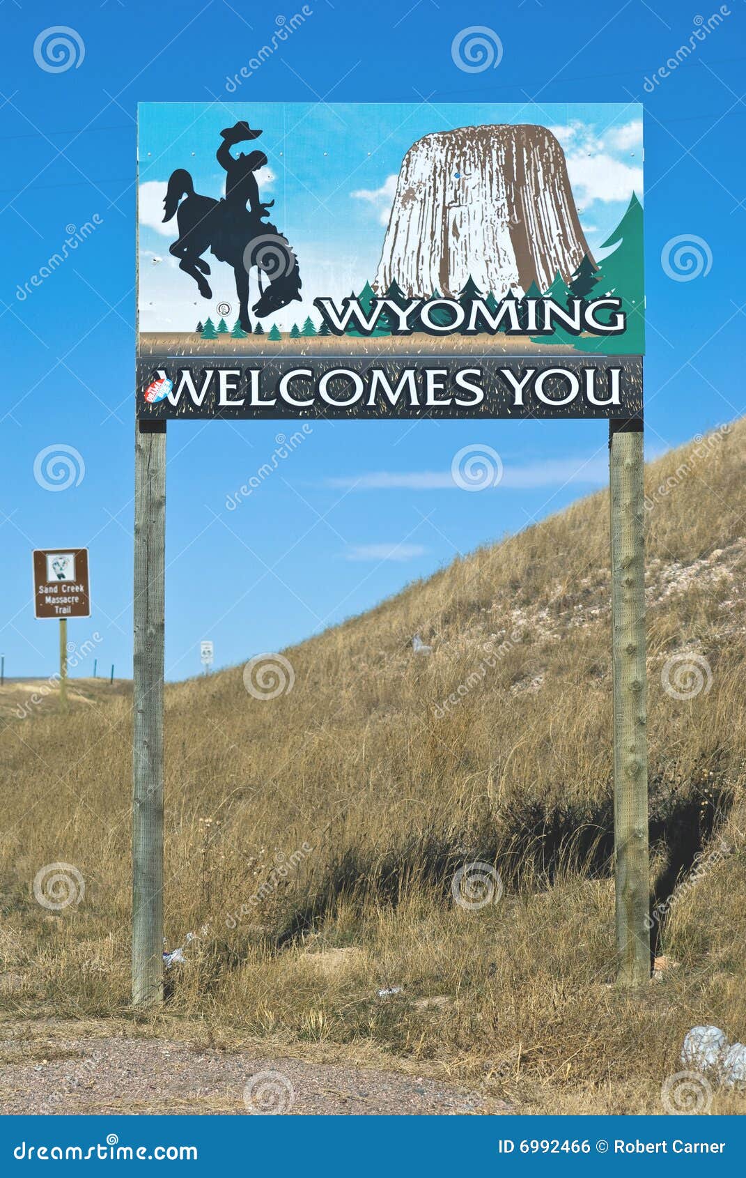 Wyoming Border with Colorado Stock Photo Image of travel, landscape