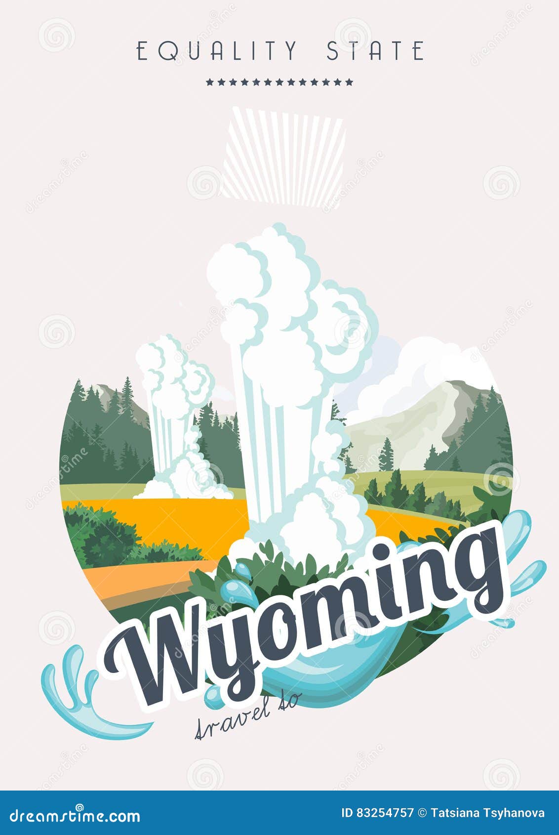 wyoming  american poster in retro style. cheyenne. usa travel . united states of america colorful greeting card.