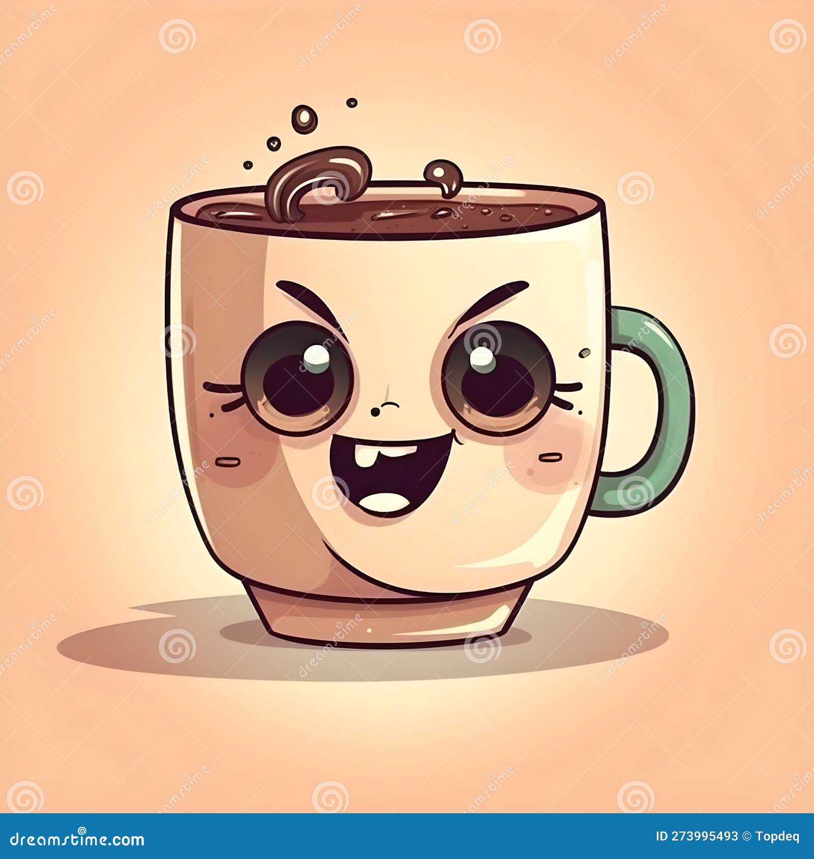 Xícara De Chá De Café Kawaii Fofa Com Personagem De Desenho Animado  Ilustração Stock - Ilustração de fresco, desenho: 273995493