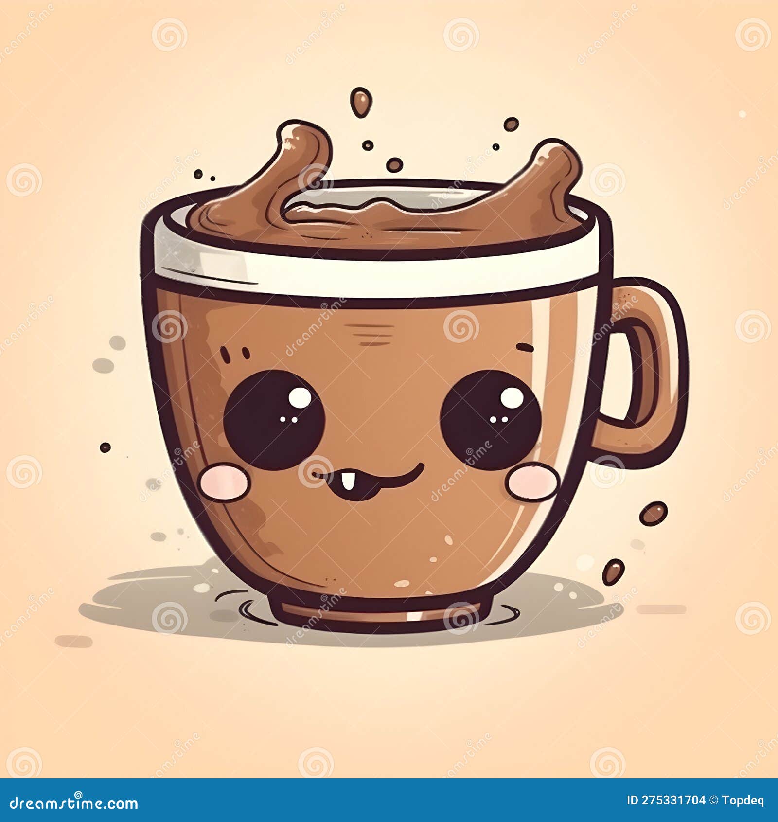 Xícara De Chá De Café Kawaii Fofa Com Personagem De Desenho Animado  Ilustração Stock - Ilustração de fofofo, alegria: 275331704