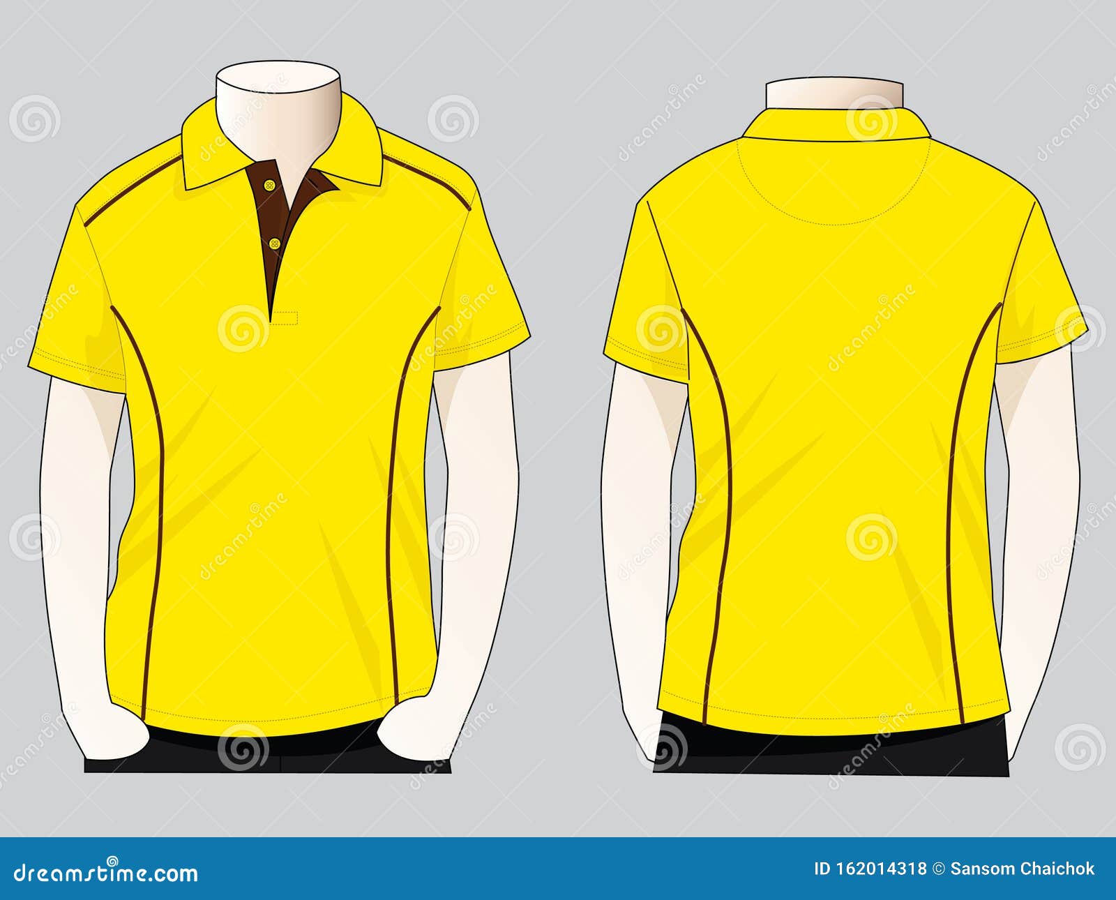 Yellow Polo Shirt Design Vector with Brown Line Ribbed. Stock ...