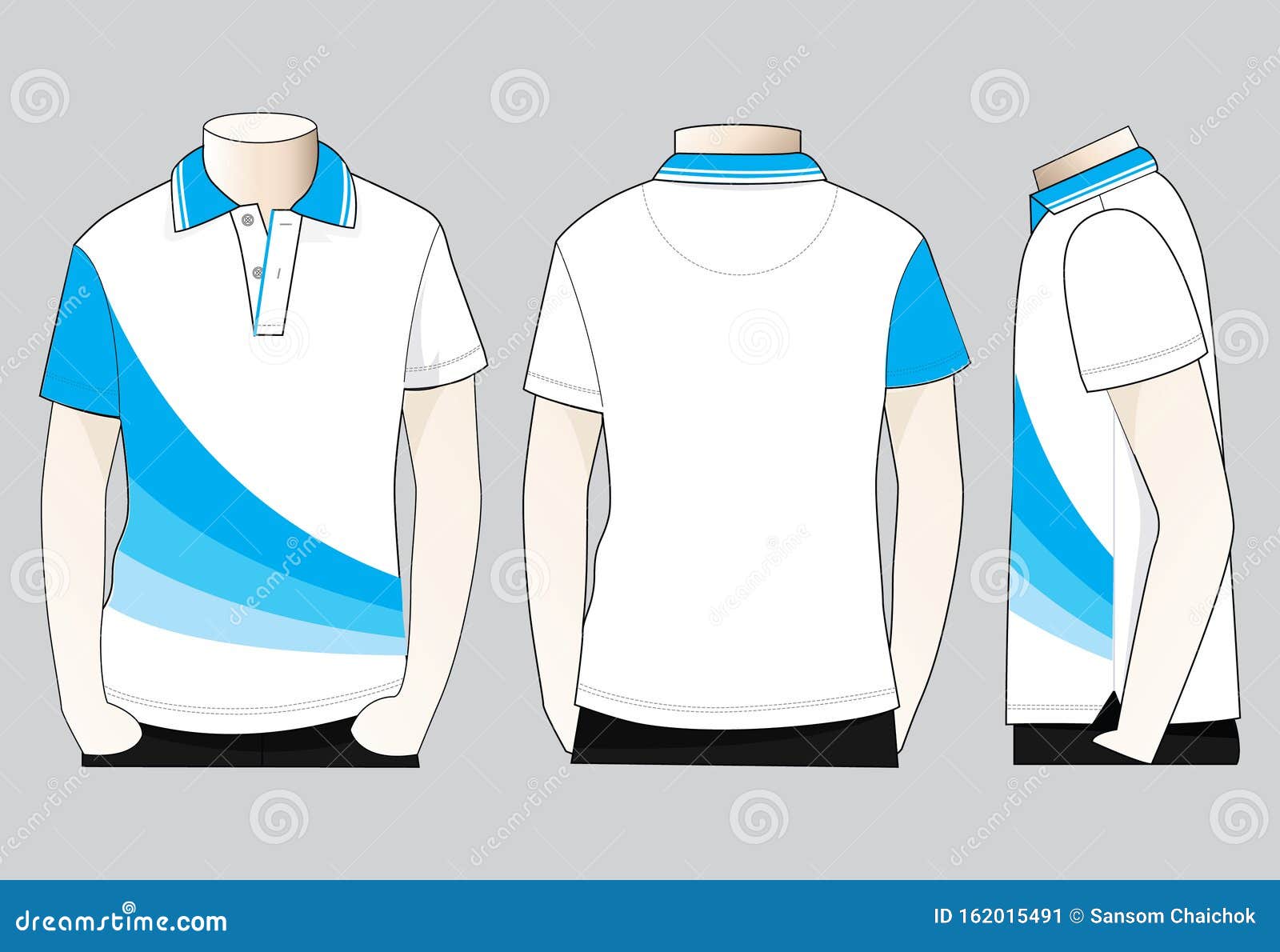 Polo Shirt Design Vector with White/Blue Colors. Stock Illustration ...