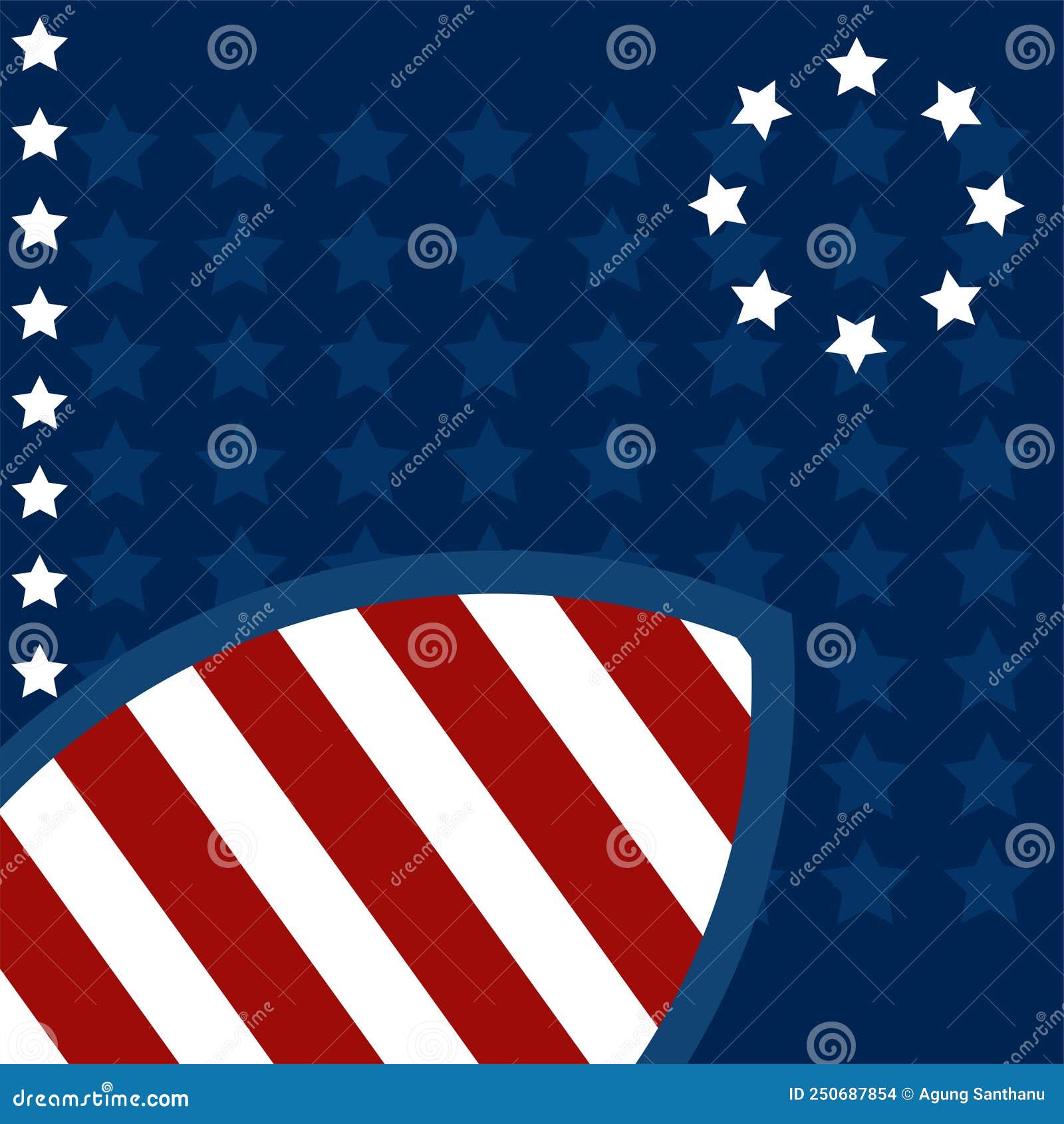 Abstract Background with Red Blue and White Stripes and Stars Stock