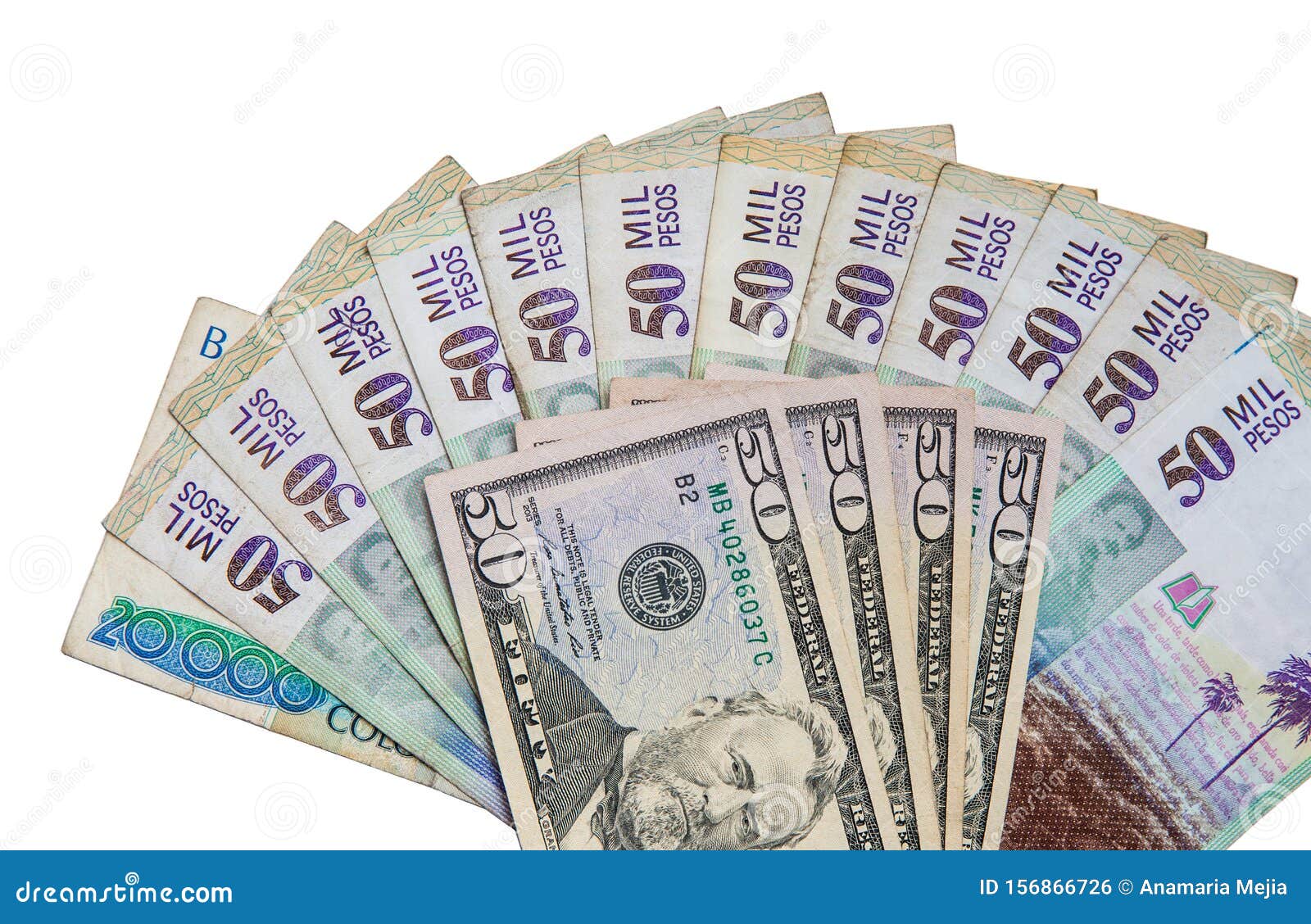 Exchange Rate between US Dollar and Colombian Peso in 2019 Stock Photo