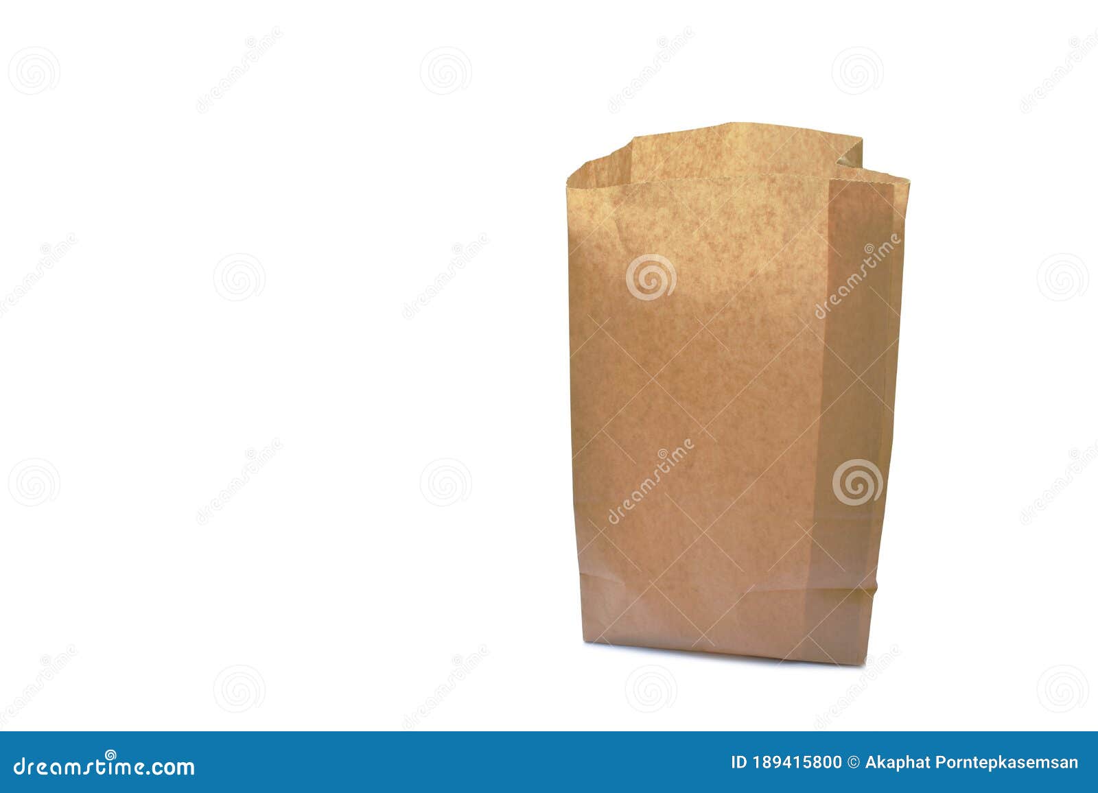 Brown Paper Bag Packing Friendly and Safety for Environment on White Bacvkground Stock Photo
