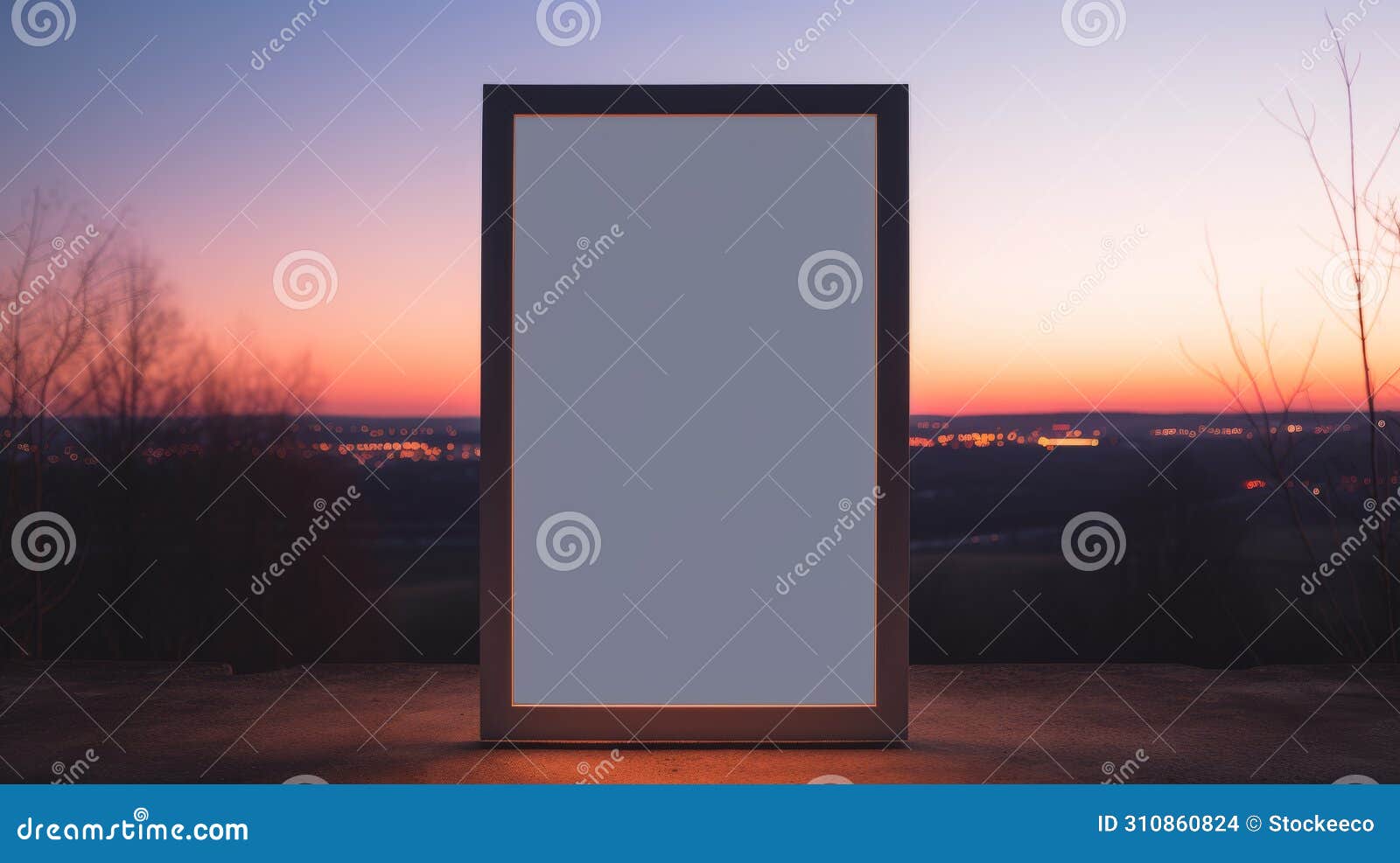 minimalist frame semantics mockup on dusk background 7x5 size