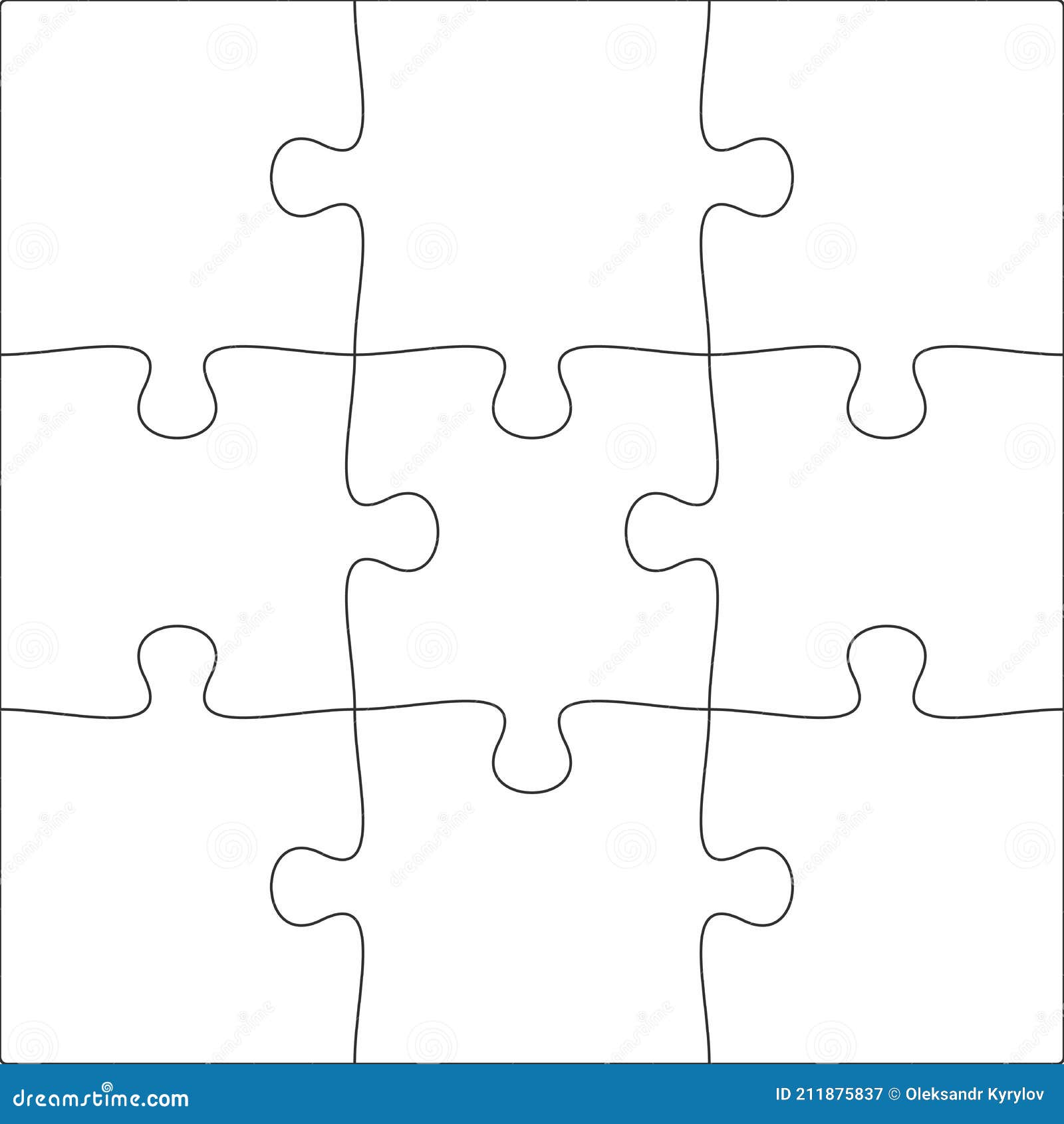 Jigsaw Puzzle Blank Template Background Lines. Every is a Single Vector Illustration Stock Vector - Illustration of blank, pattern: 211875837