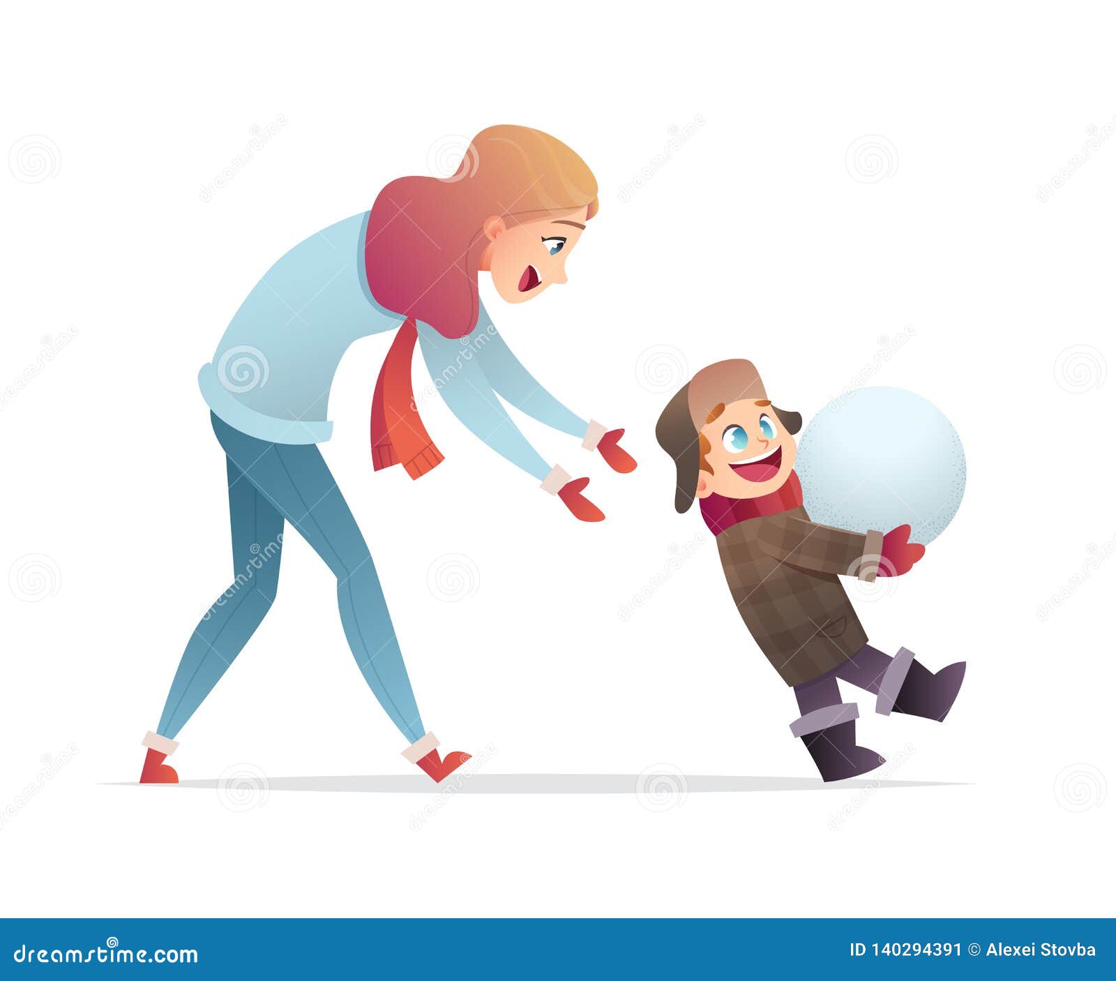 Mother and Son on a Fun Winter Walk. Mom and Baby are Playing with Snow. Woman and Child Spend Time Together. Stock Vector - Illustration of cute, cheerful: 140294391 Mother and Son on a Fun Winter Walk. Mom and Baby are Playing with Snow. Woman and Child Spend Time Together. Stock Vector - Illustration of cute, cheerful: 140294391