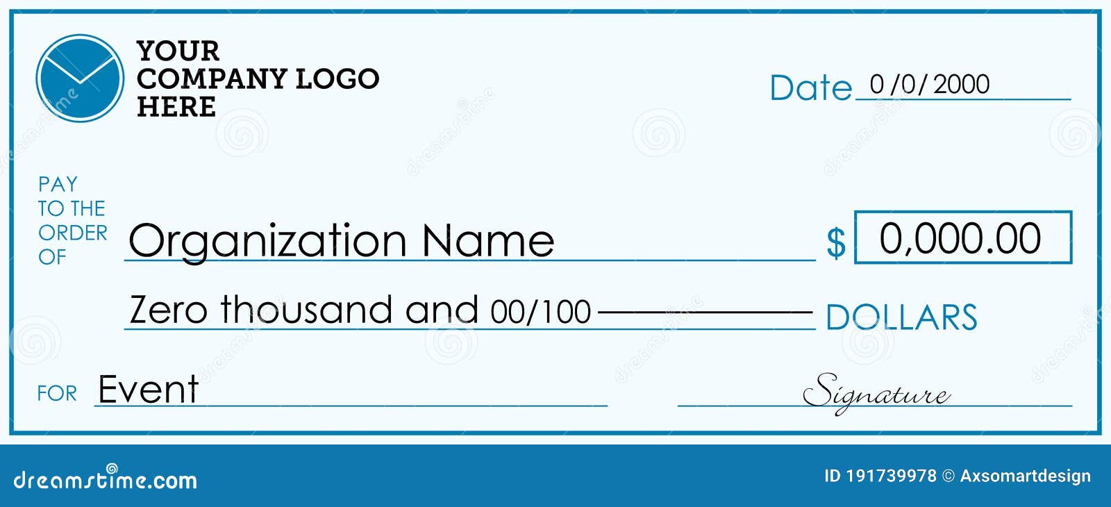 large presentation check template | giant check for fundraisers and charitable events