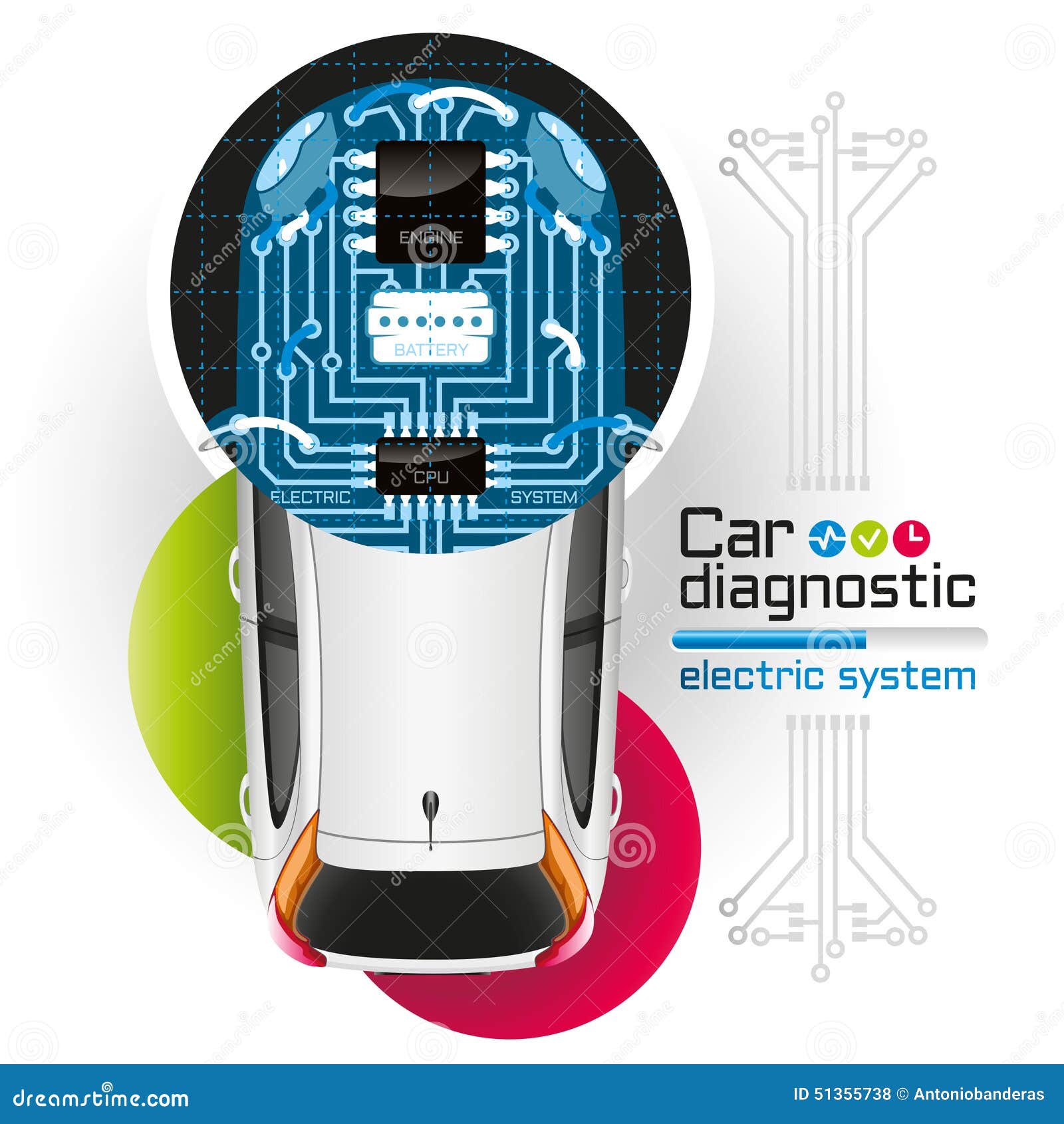 Xray Car Diagnostic of Electric System Stock Vector Illustration of