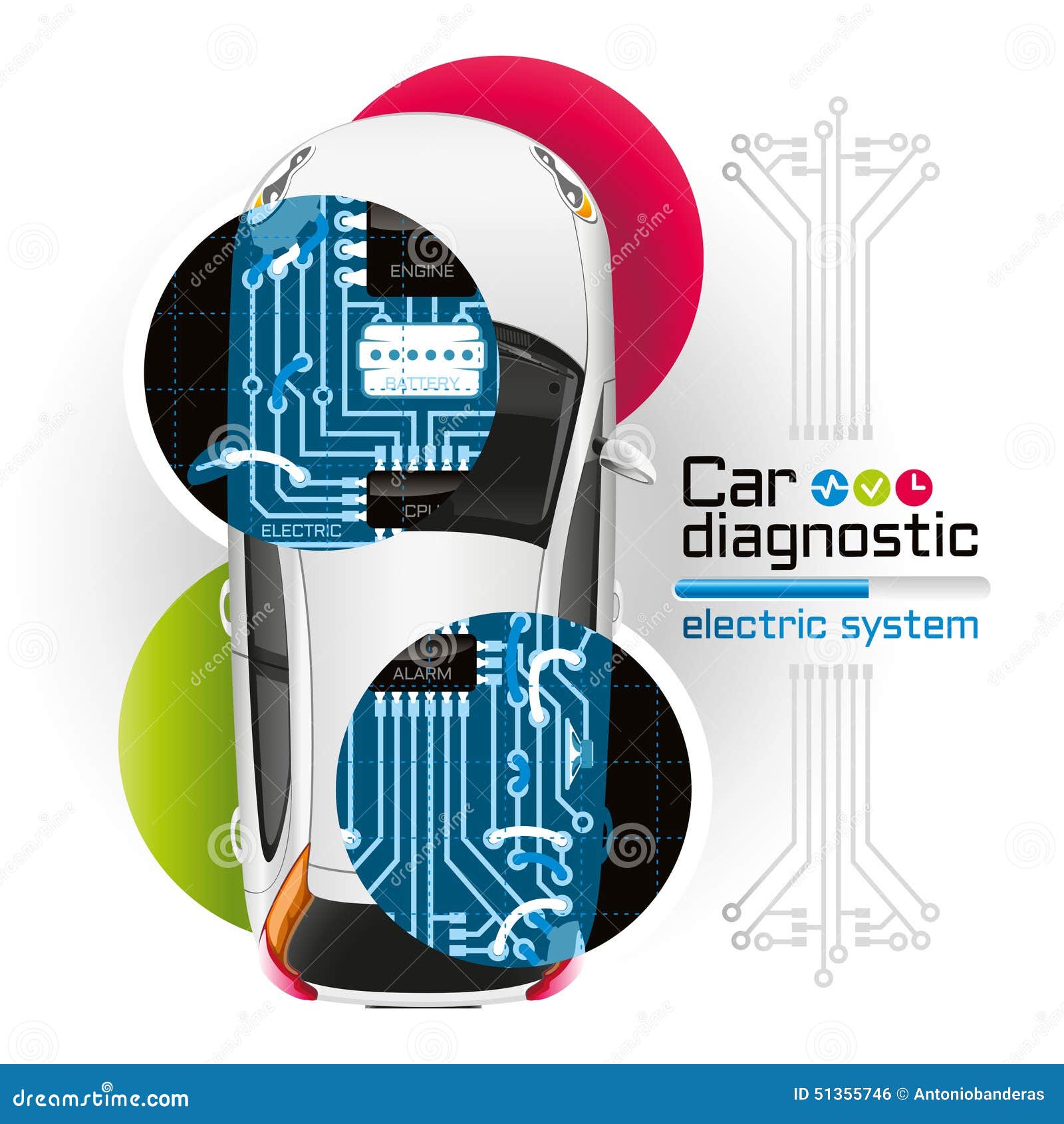 Xray Car Diagnostic of Electric System Stock Vector Illustration of