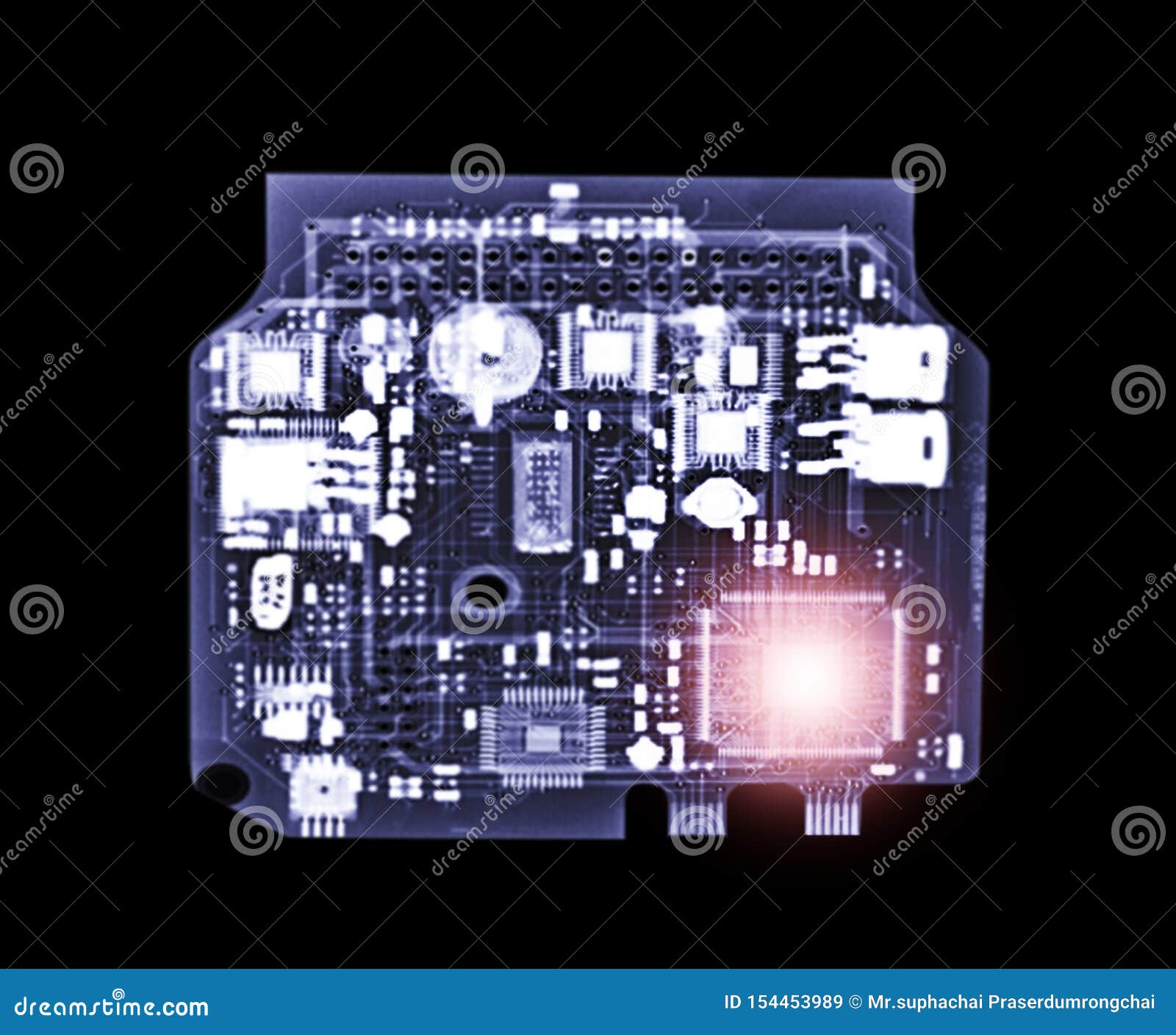 Xray Image of Engine Control Unit or ECU in Motorcycle . Stock Image