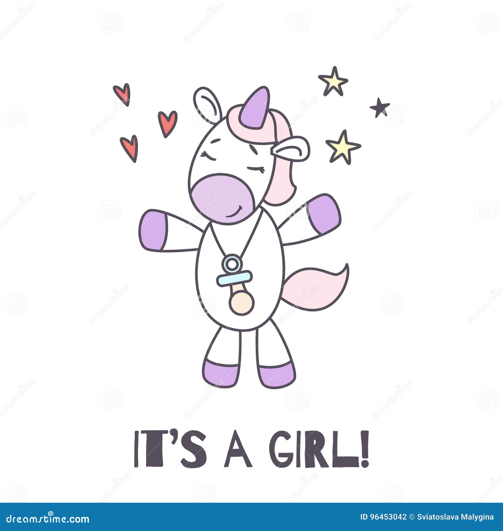it x27 s a girl unicorn girl with a pacifier on her neck stock