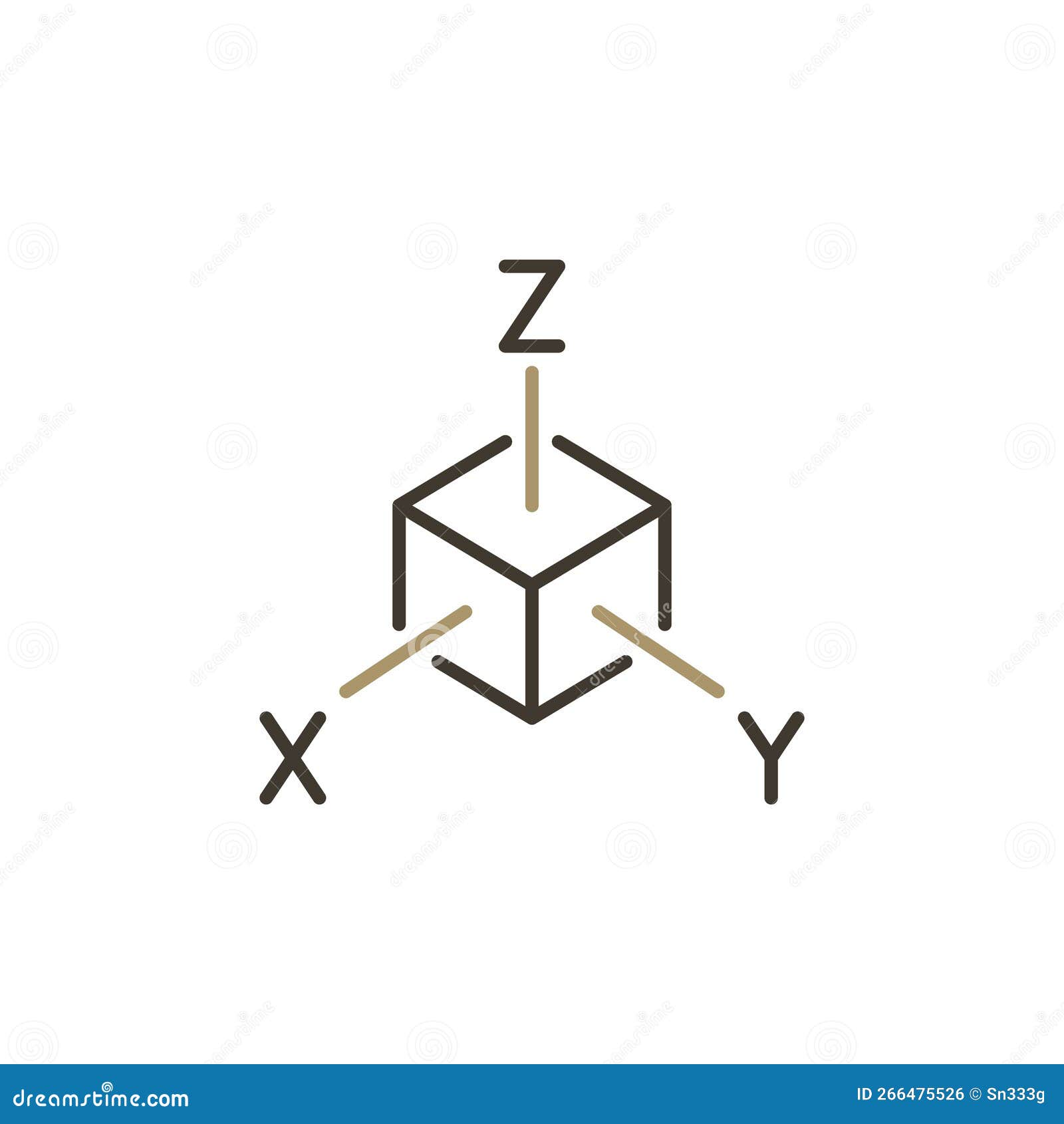 x y z axis cube  tridimensional coordinate spaces colored icon