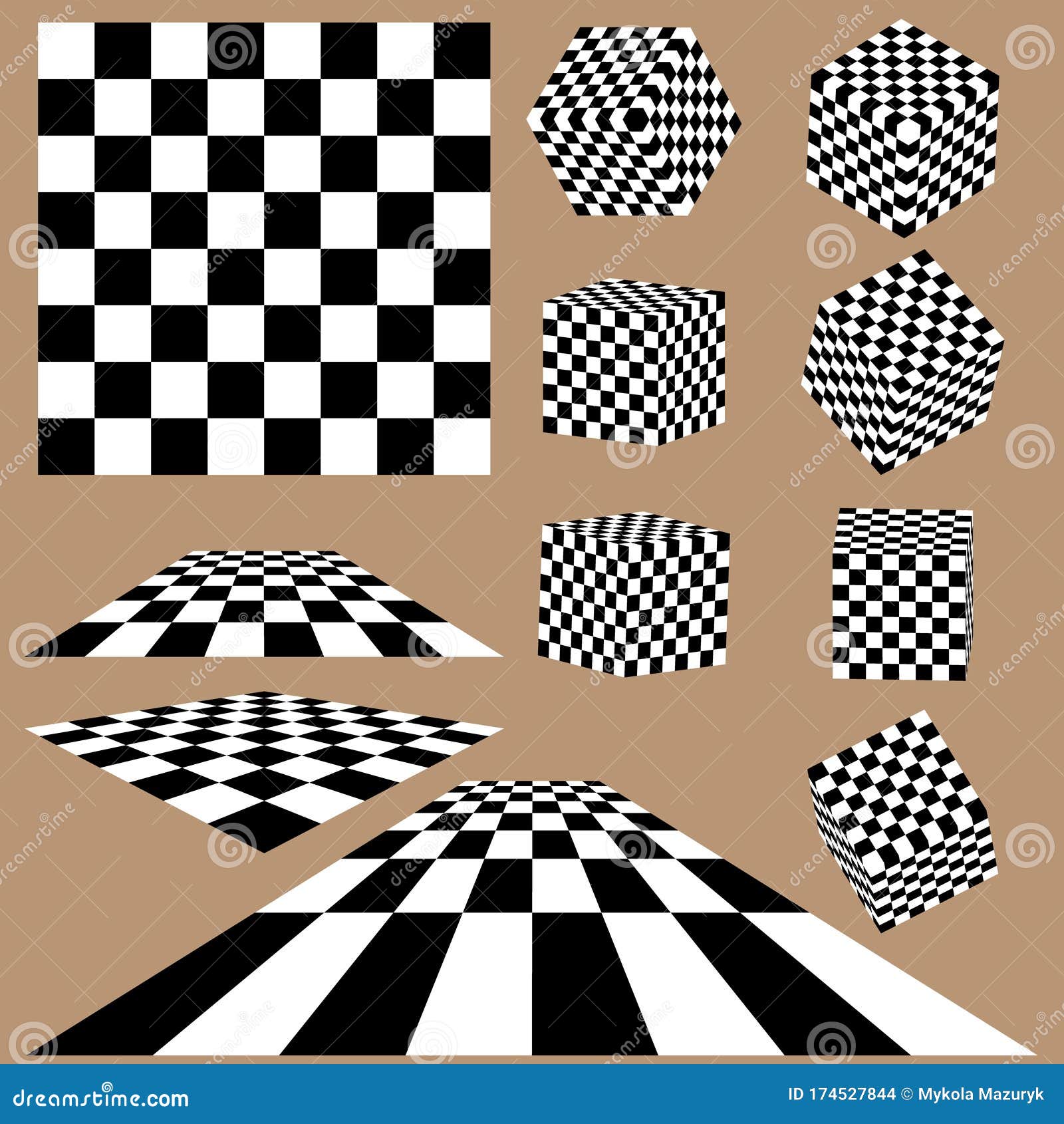Xadrez De Uma Perspectiva Diferente. Cubos Com Fundo De Xadrez Ilustração  do Vetor - Ilustração de tabuleiro, preto: 174527844