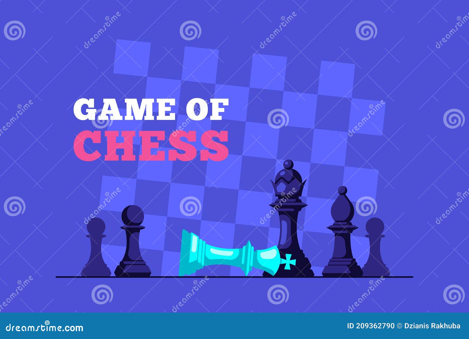 Um tabuleiro de xadrez com um rei e uma cidade atrás dele