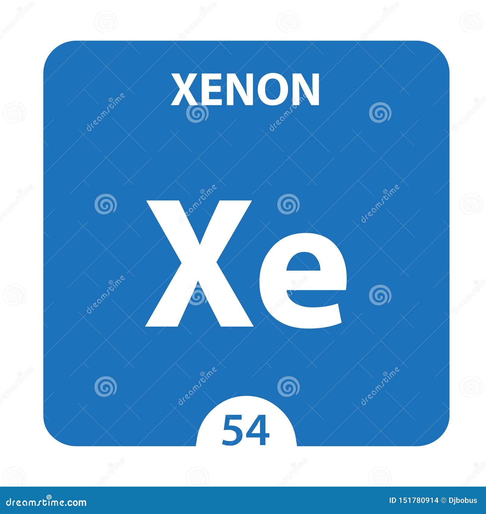 Xenon symbol. Element number 54 of the Periodic Table of the