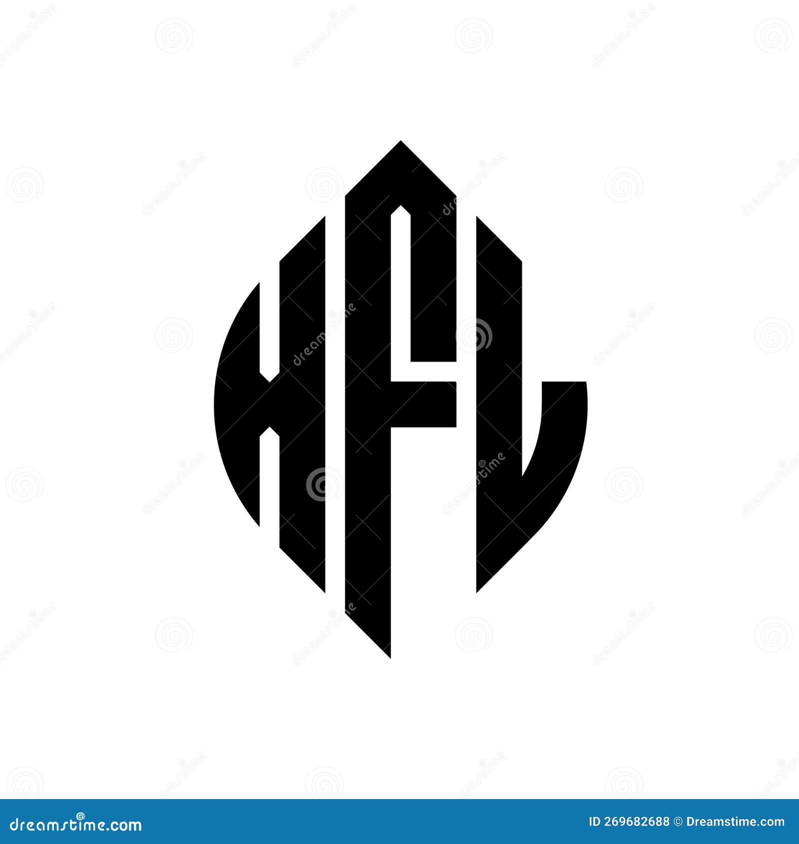 xfl circle letter logo  with circle and ellipse . xfl ellipse letters with typographic style. the three initials form a