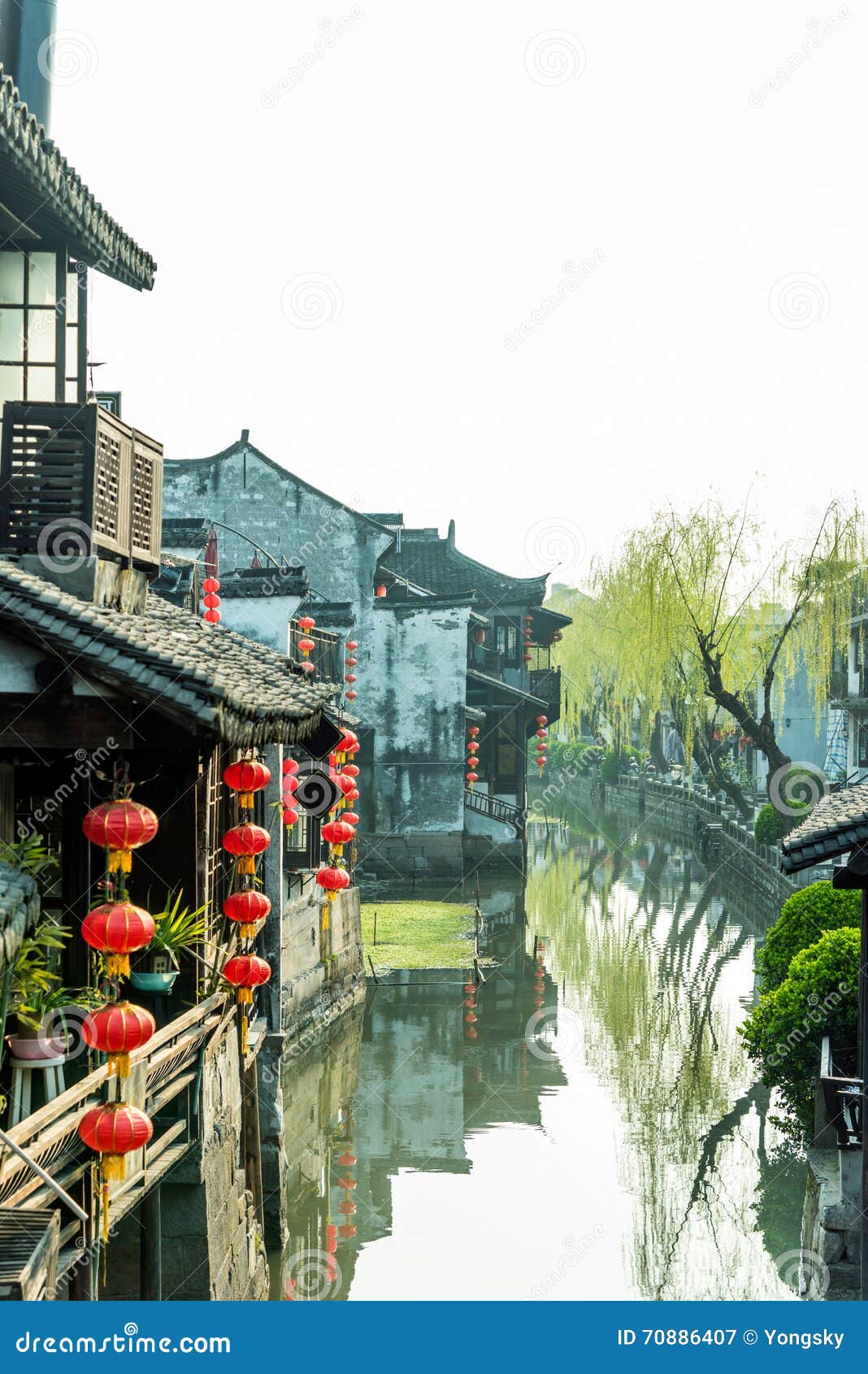 xitang ancient watertown scenery in the morning