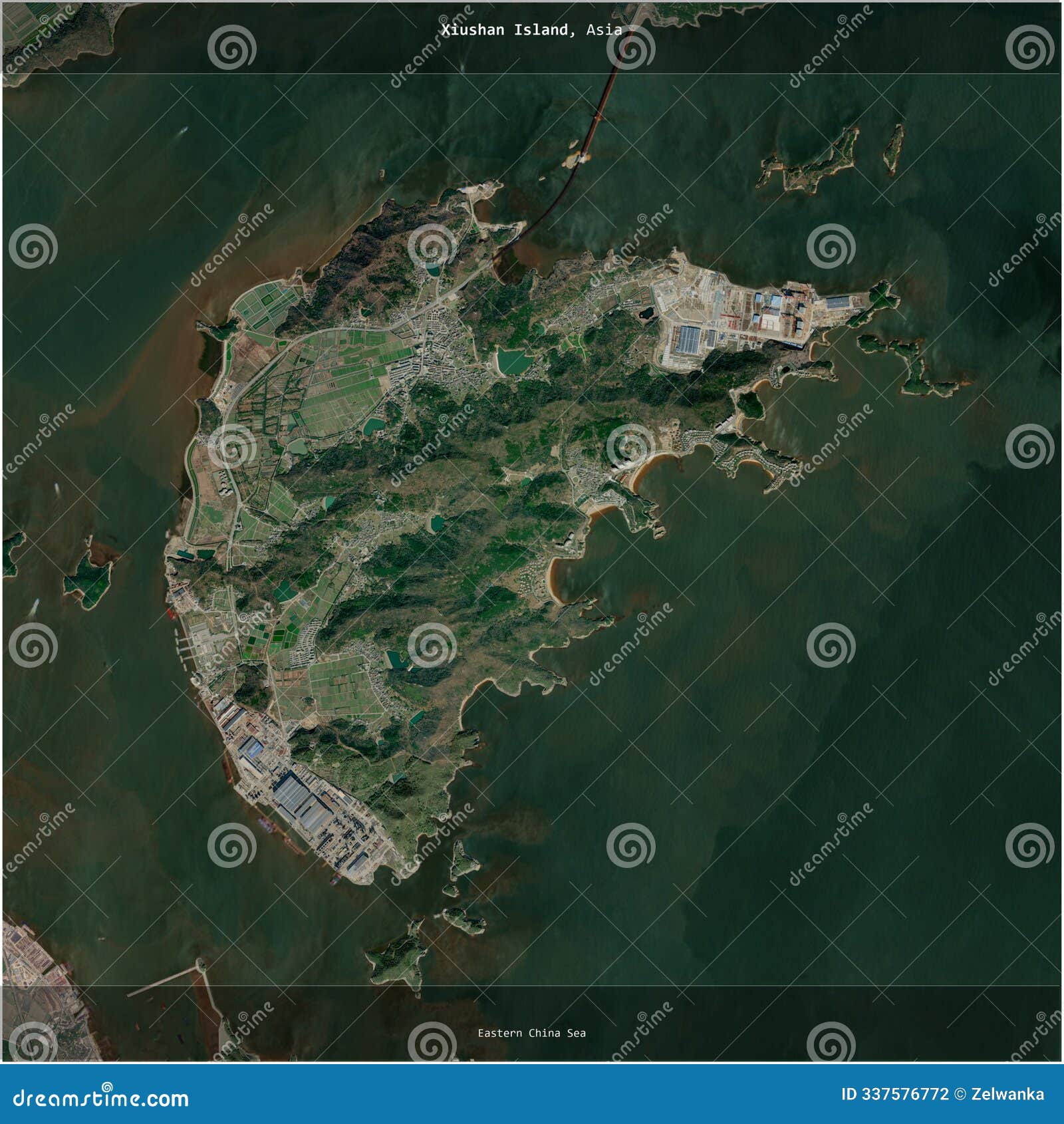xiushan island, china, cropped to square. satellite, july 30, 2019